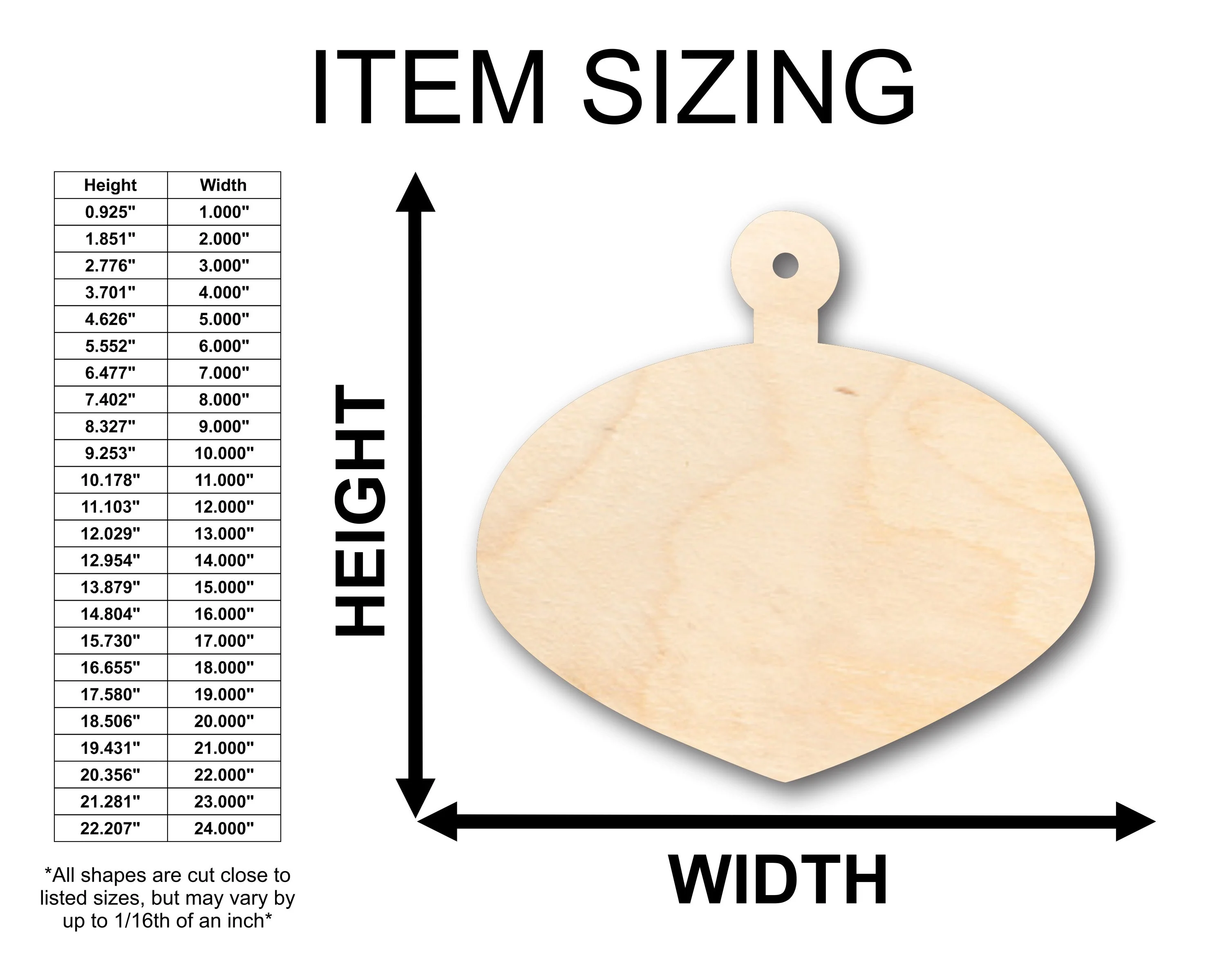 Unfinished Wood Ornament Wide Shape - Craft - up to 46" DIY - Image 2