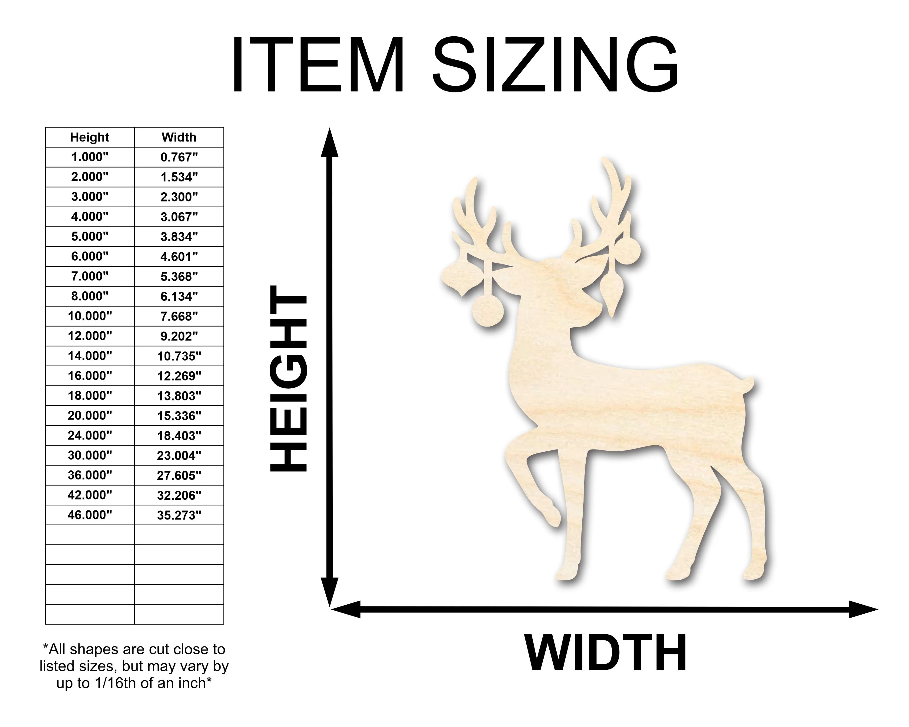 Unfinished Wood Ornament Reindeer Shape - Craft - up to 46" DIY - Image 2