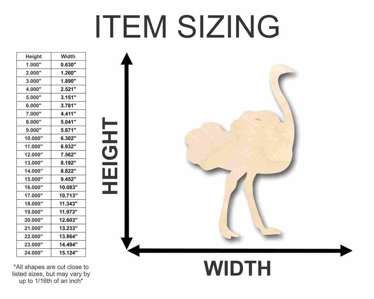 Unfinished Wood Ostrich Shape - Animal - Wildlife - Craft - up to 46" DIY - Image 2