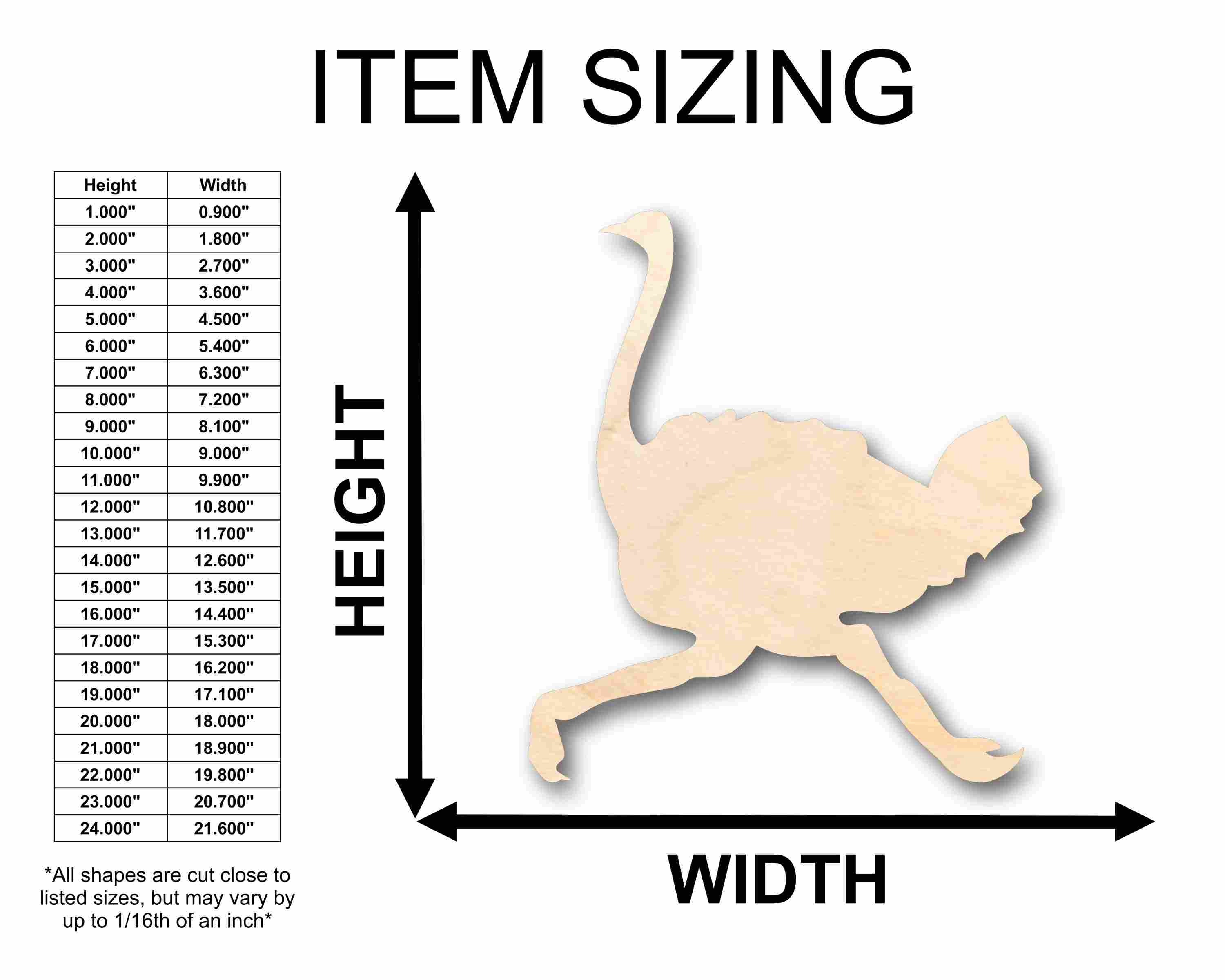 Unfinished Wood Ostrich Silhouette - Craft- up to 46" DIY - Image 2