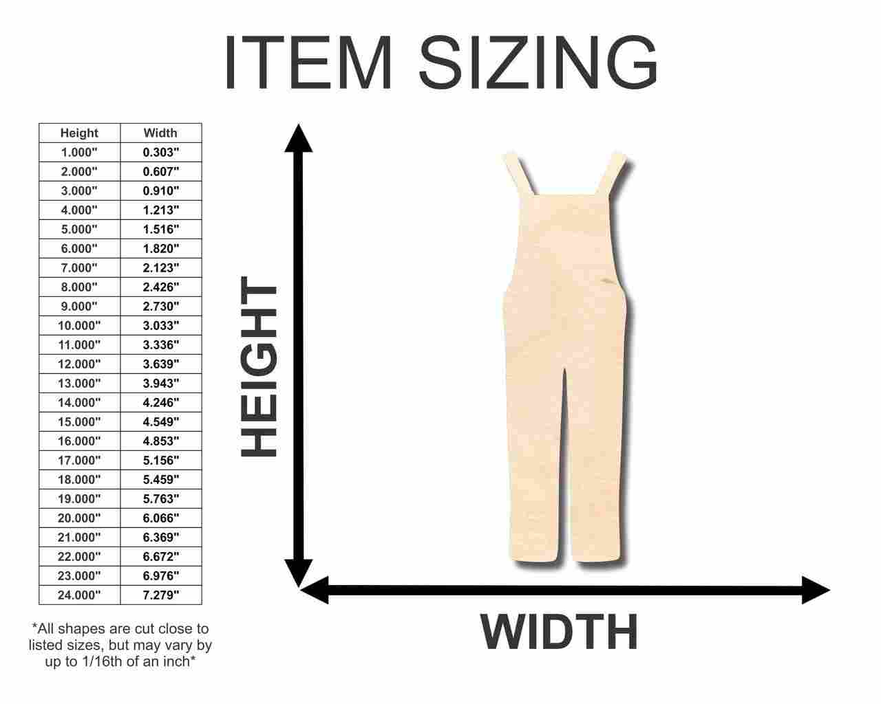 Unfinished Wood Overalls Shape - Farm - Craft - up to 46" DIY - Image 2