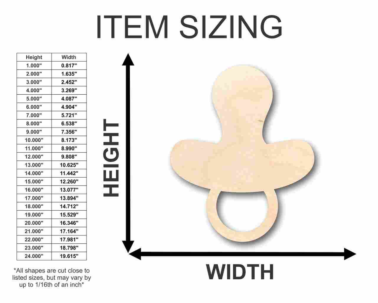 Unfinished Wood Pacifier Shape - Nursery Decor - Craft- up to 46" DIY - Image 2