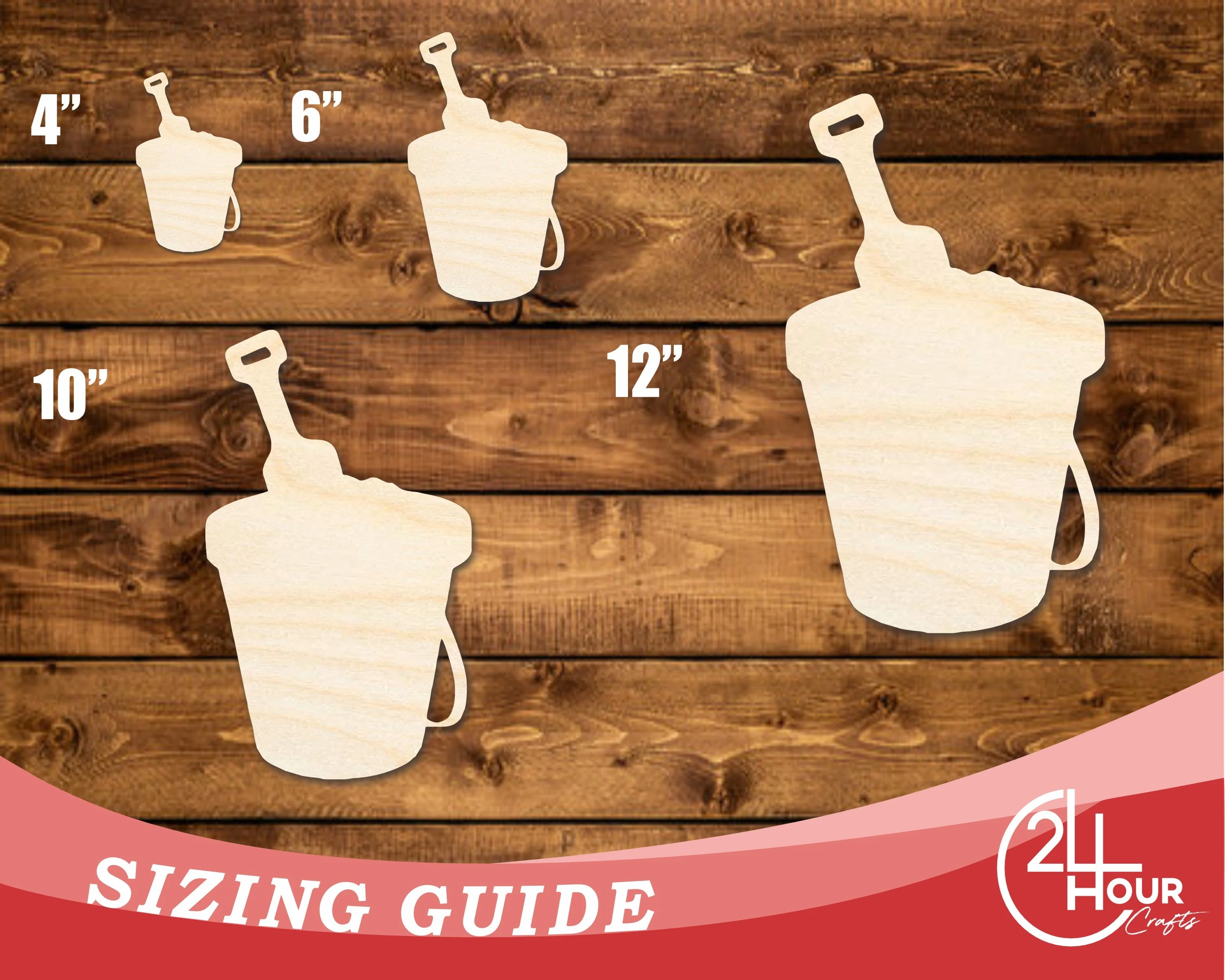 Unfinished Wood Pail and Sand Bucket Shape | DIY Craft Cutout | up to 46" DIY - Image 3