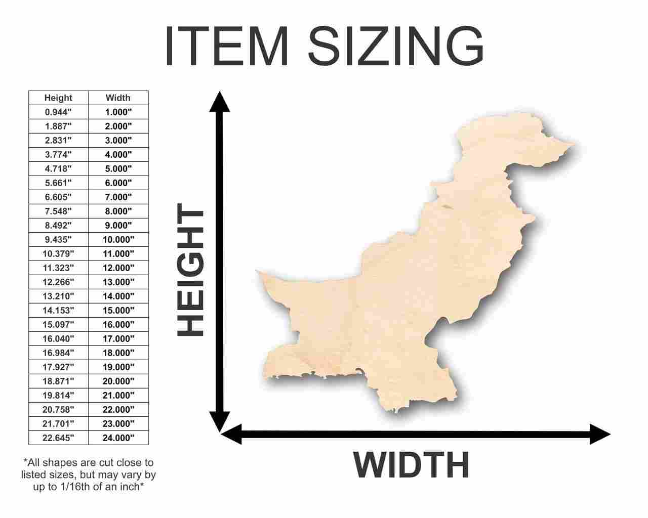 Unfinished Wood Pakistan Shape - Country - Craft - up to 46" Width DIY - Image 2