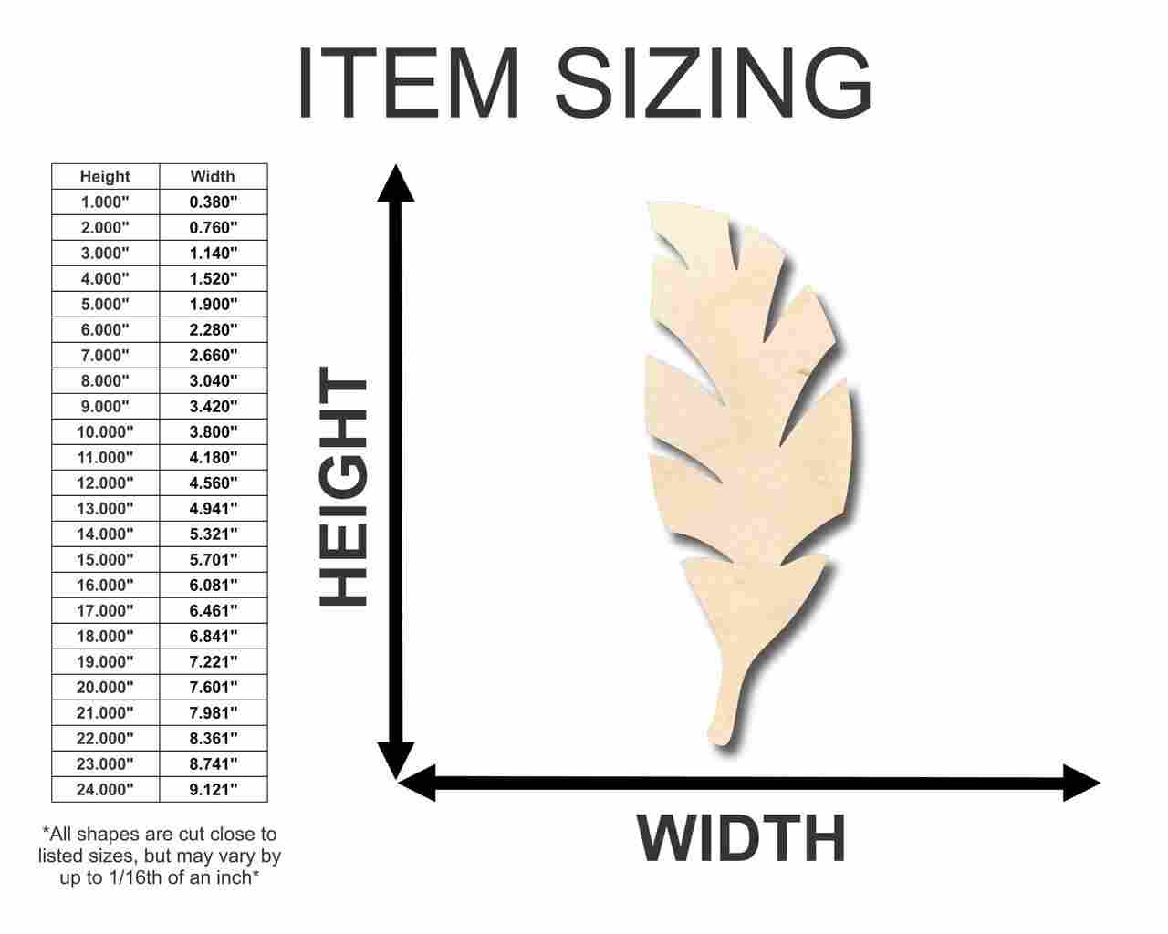 Unfinished Wood Palm Tree Leaf Shape - Craft - up to 46" DIY - Image 2