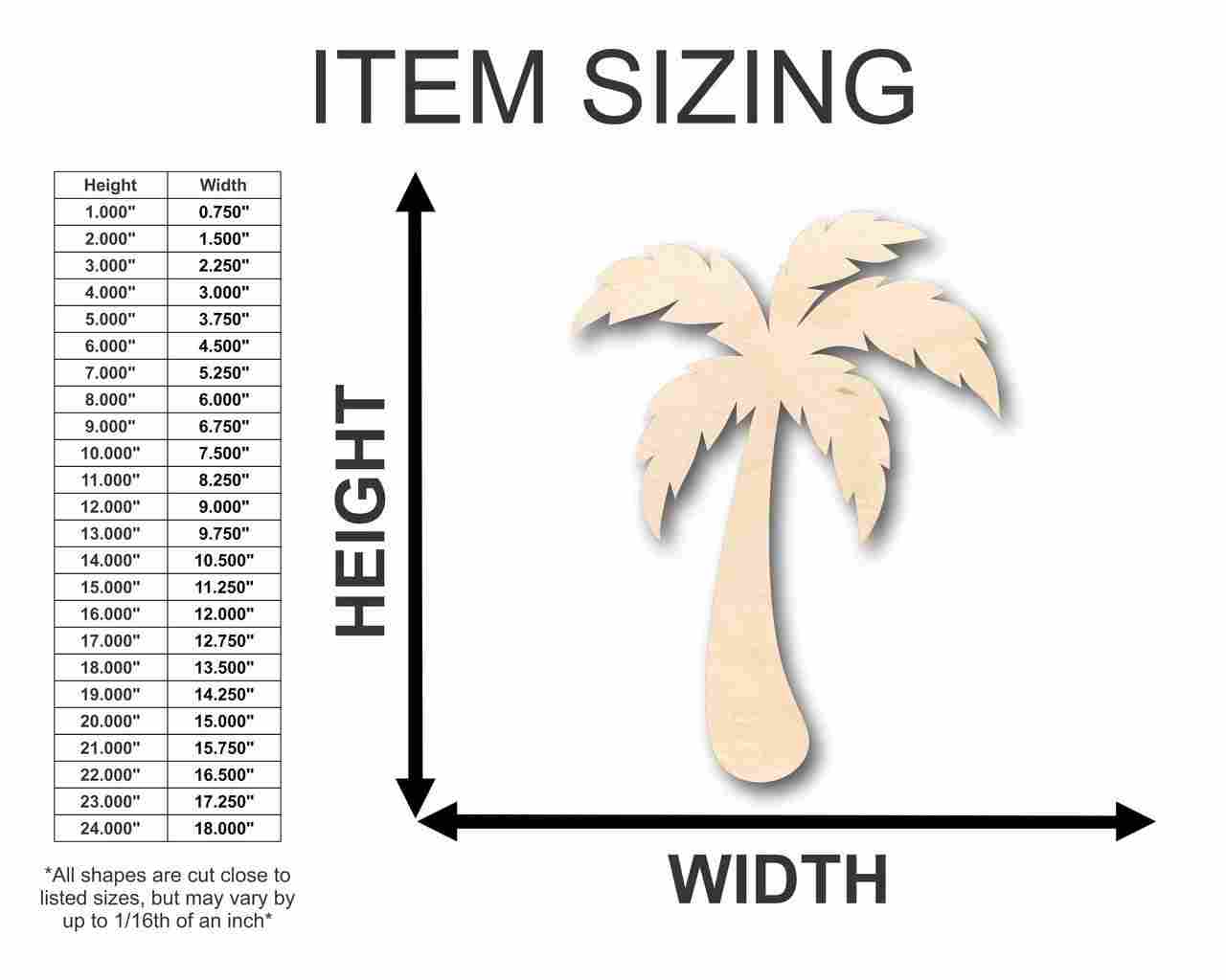 Unfinished Wood Palm Tree Shape - Beach - Tropical - Craft - up to 46" DIY - Image 2