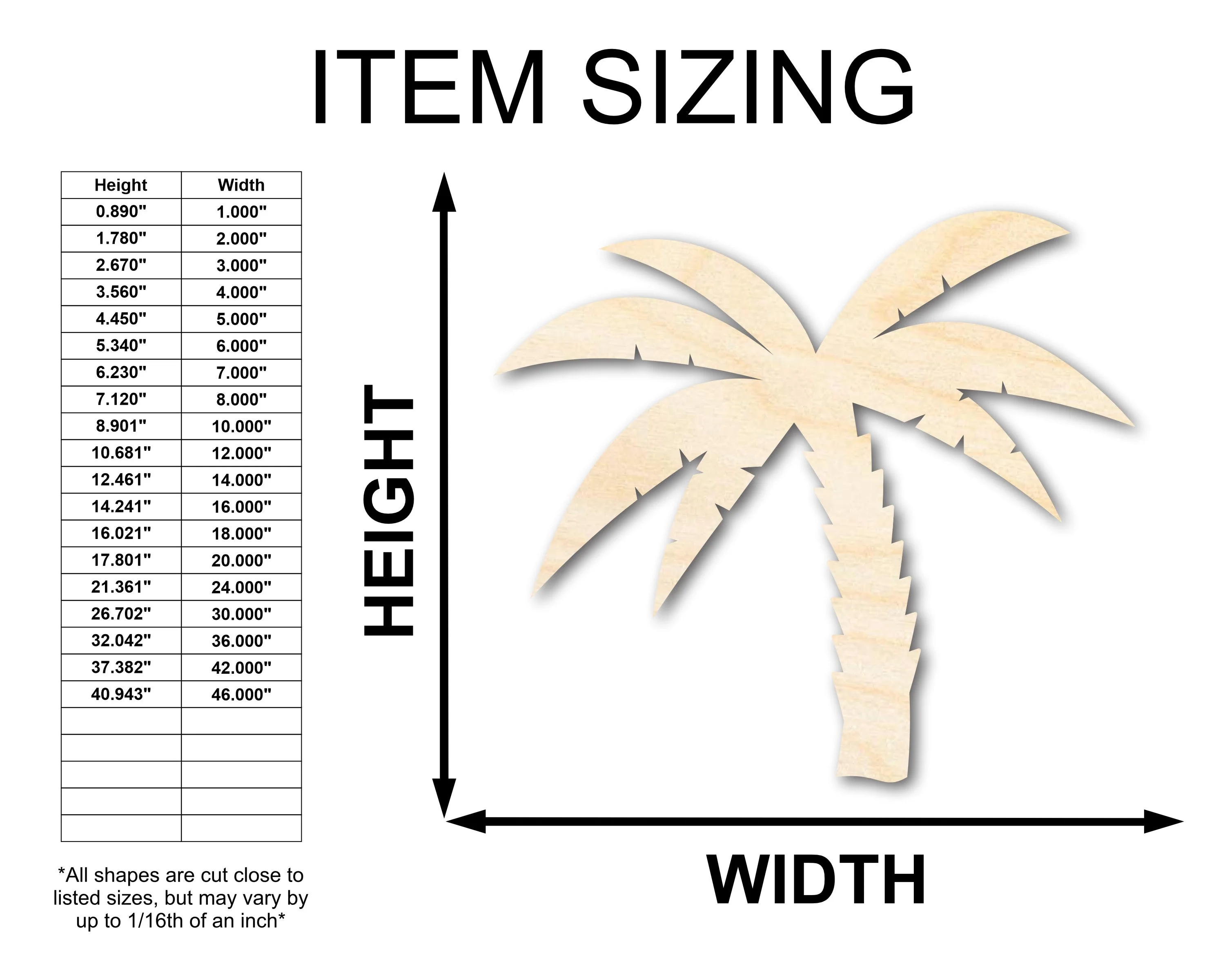 Unfinished Wood Palm Tree Shape - Craft - up to 46" - Image 2