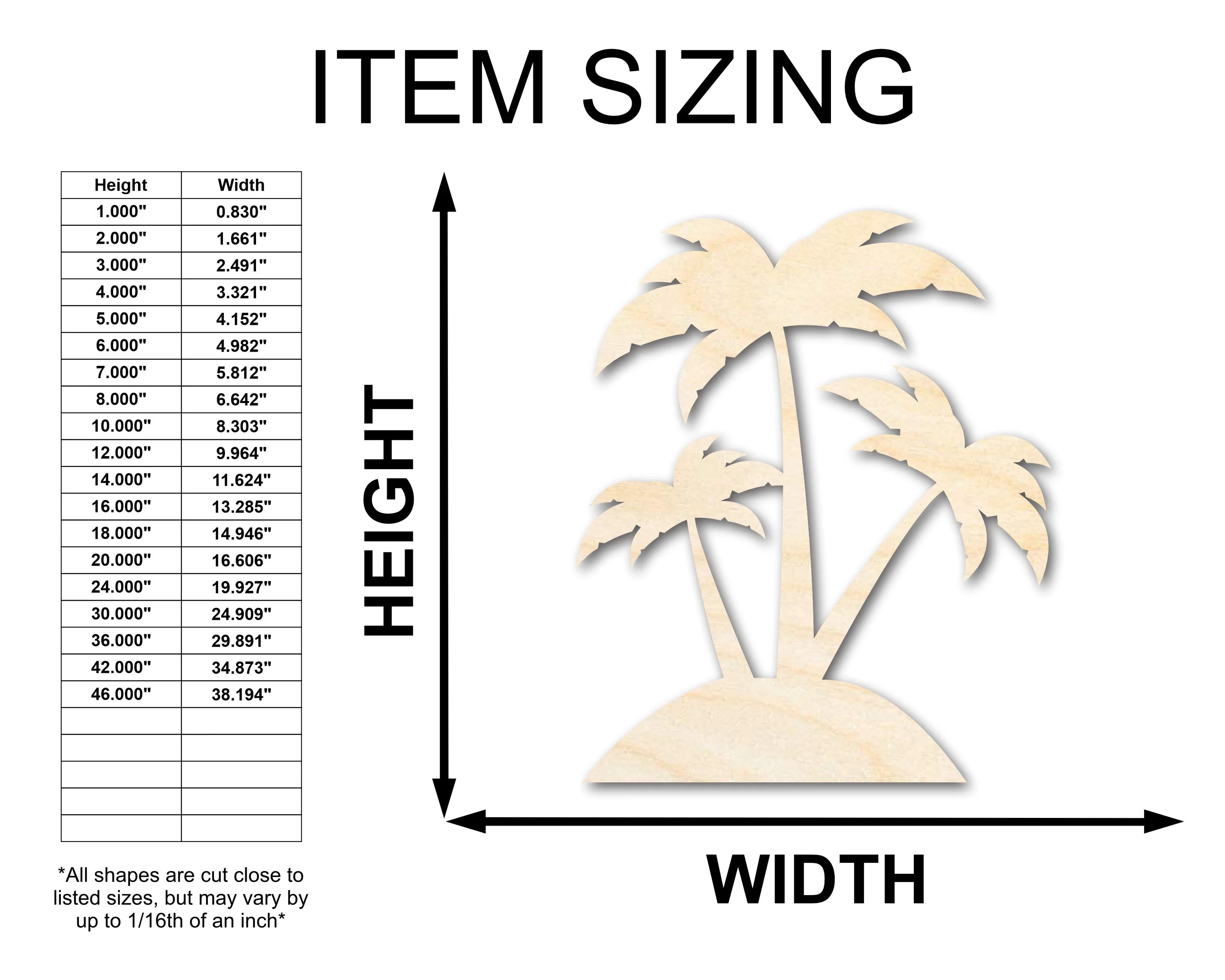 Unfinished Wood Palm Trees Shape - Craft - up to 46" - Image 2