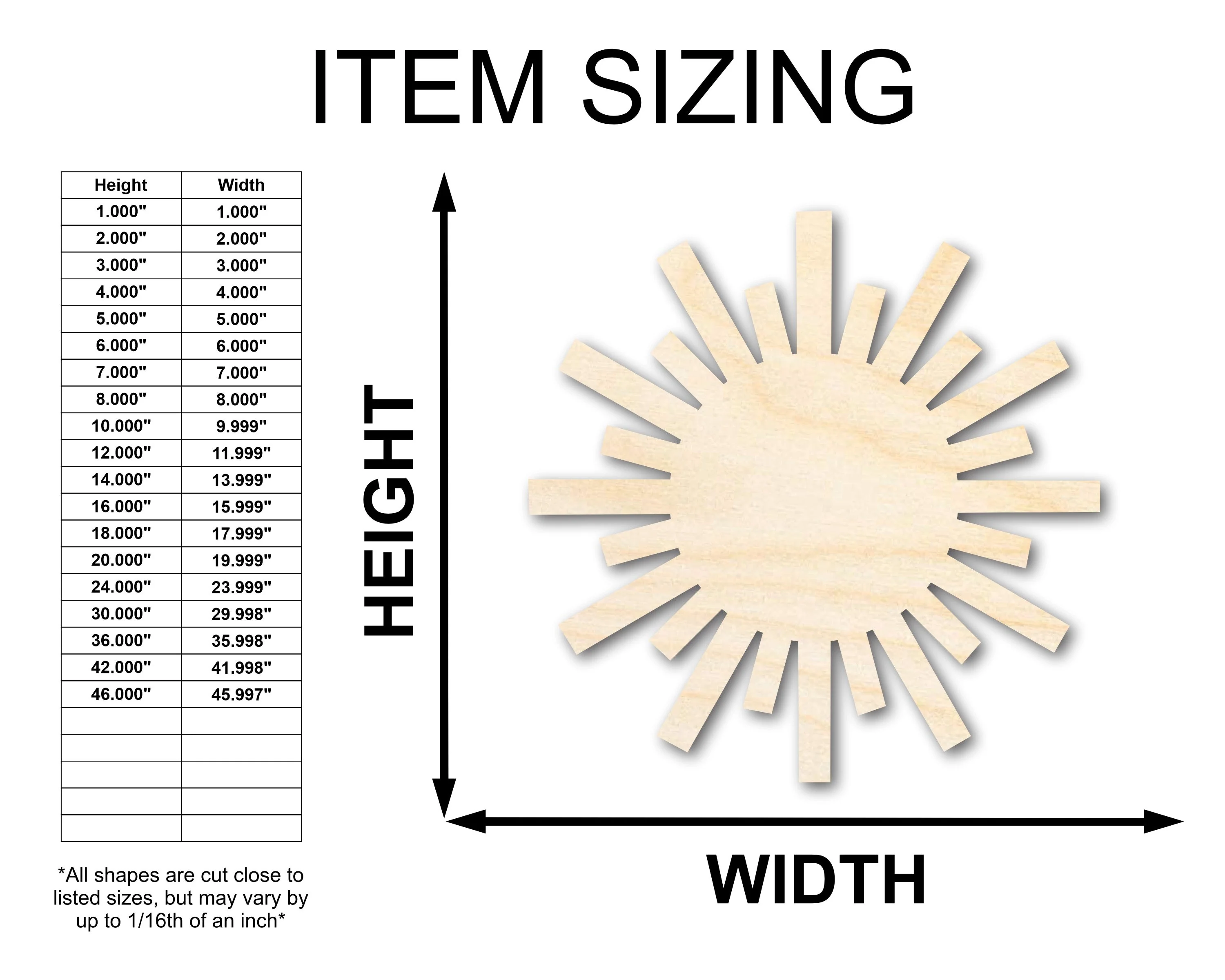 Unfinished Wood Paper Sun Shape | Summer Craft Cutout | up to 46" DIY - Image 2