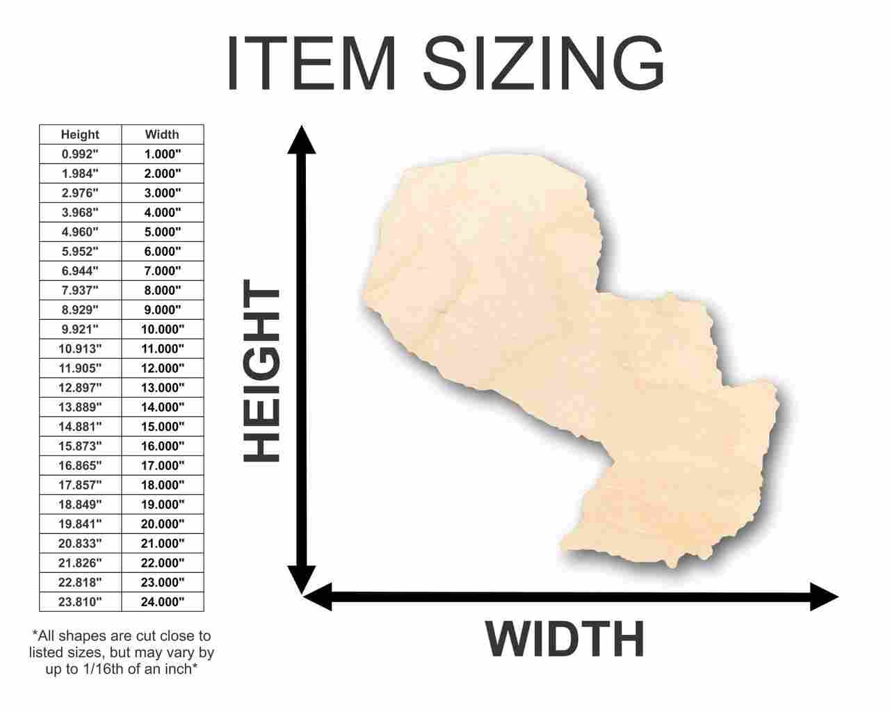 Unfinished Wood Paraguay Shape - Country - Craft - up to 46" Width DIY - Image 2