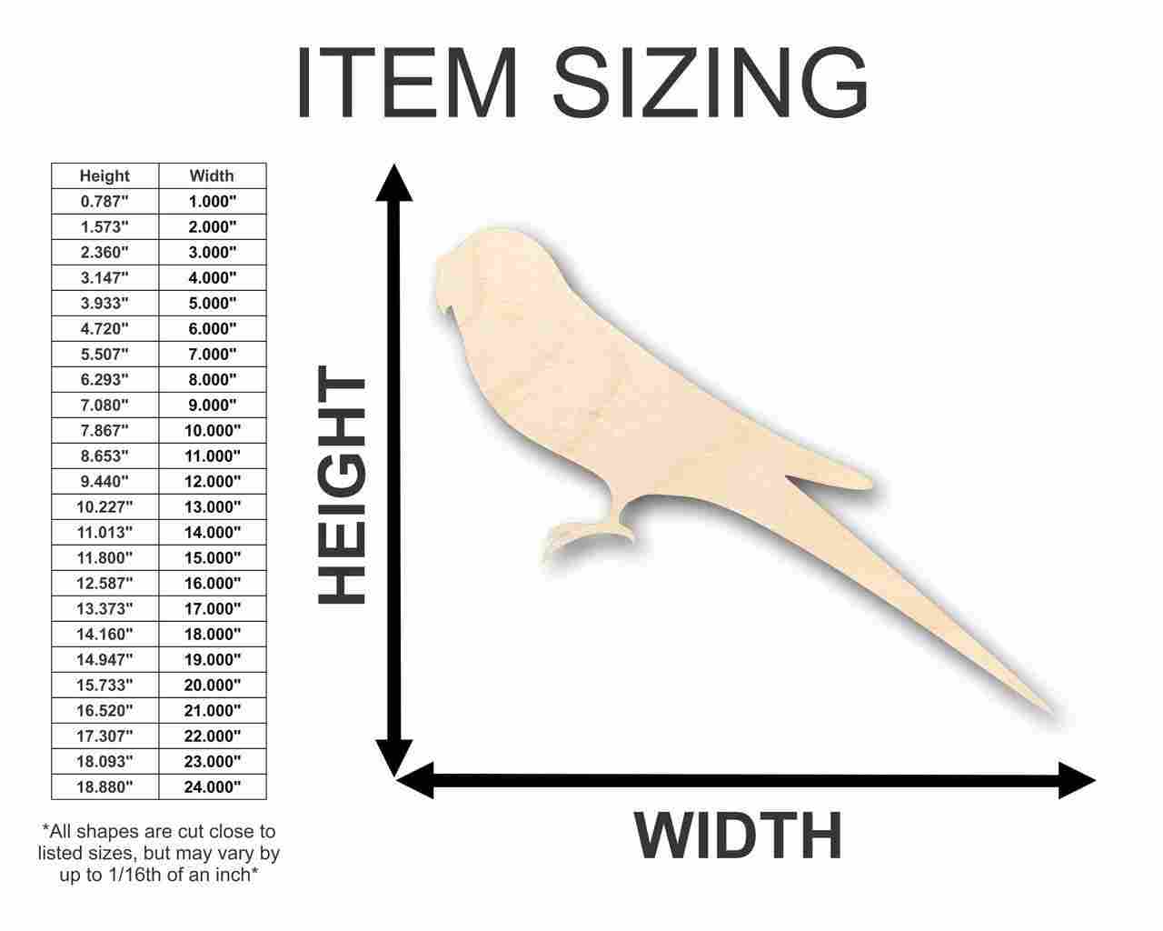 Unfinished Wood Parakeet Shape - Animal - Wildlife - Pet - Craft - up to 46" DIY - Image 2