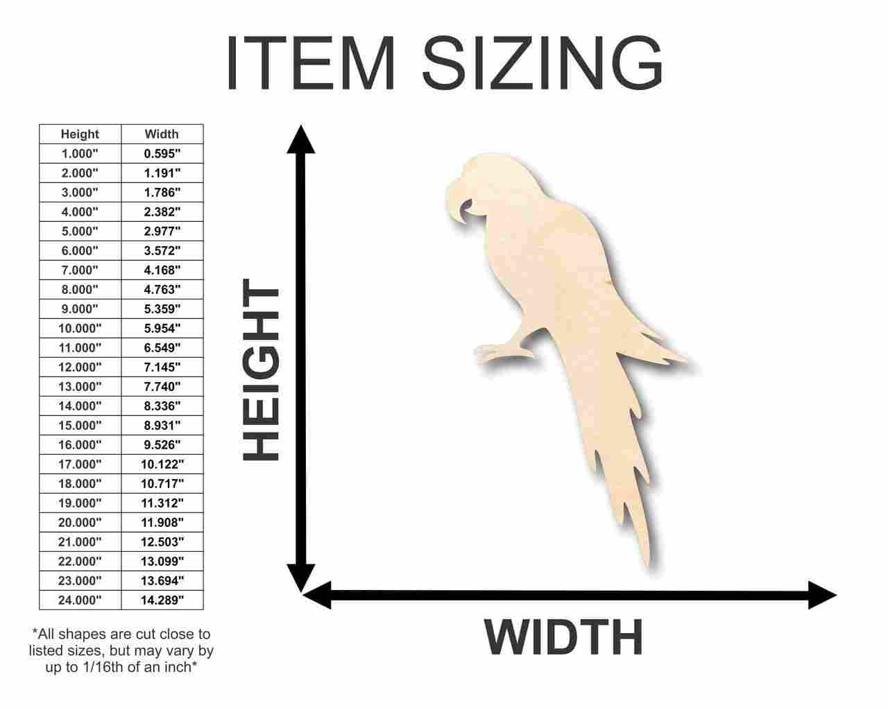 Unfinished Wood Parrot Shape - Animal - Wildlife - Pet - Craft - up to 46" DIY - Image 2