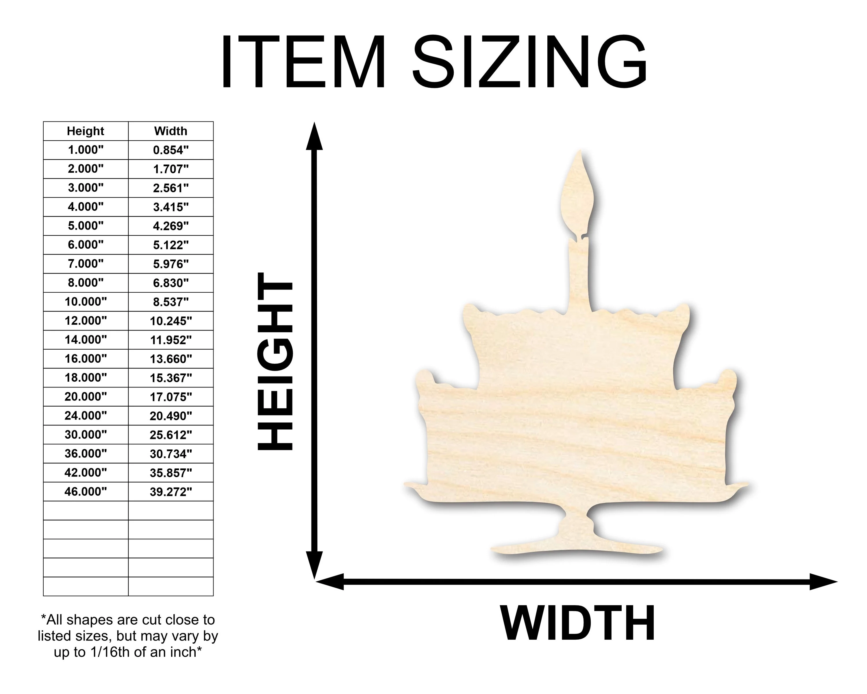Unfinished Wood Party Cake Shape - Craft - up to 46" - Image 2