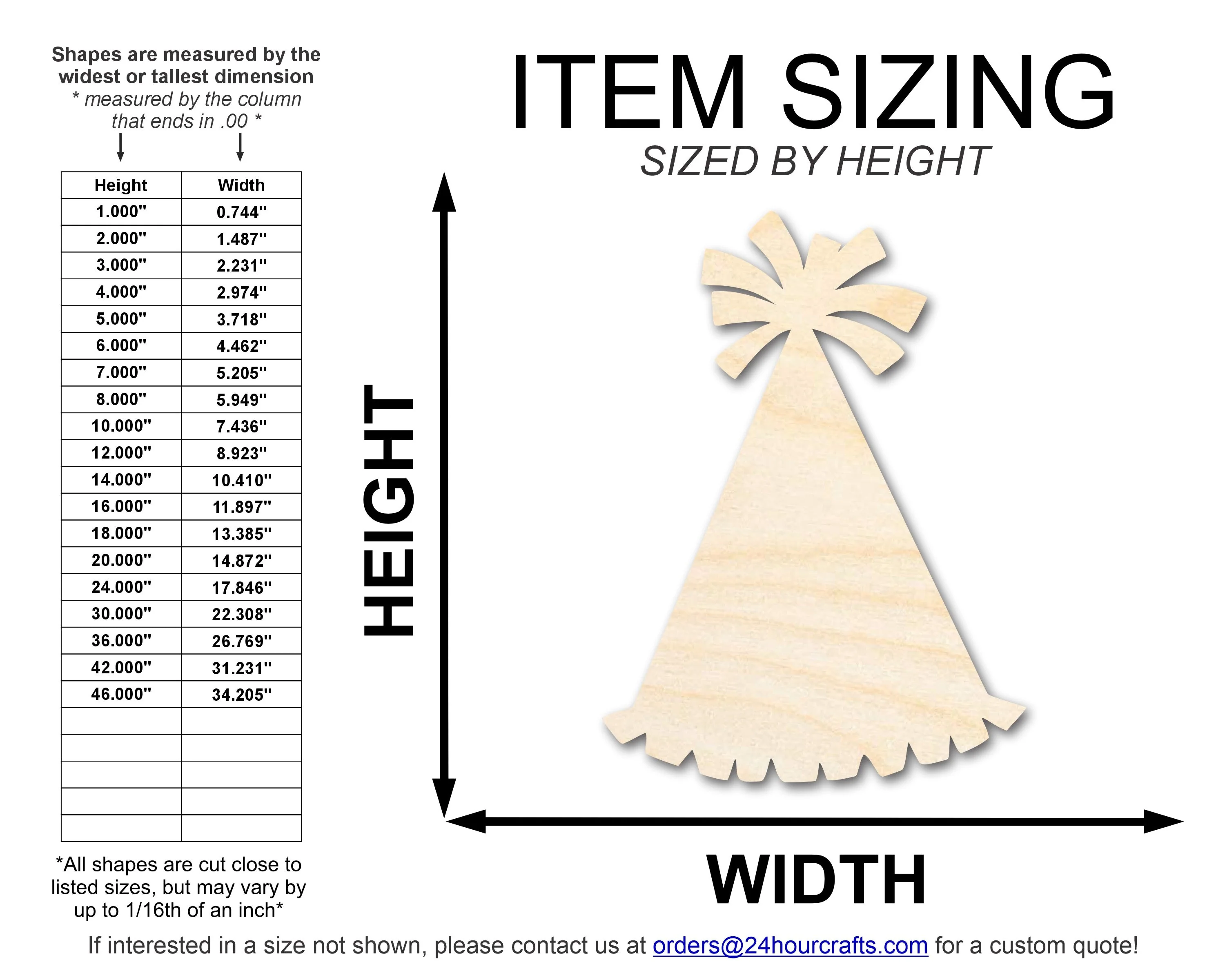 Unfinished Wood Party Hat Shape | DIY Craft Cutout | up to 46" DIY - Image 2