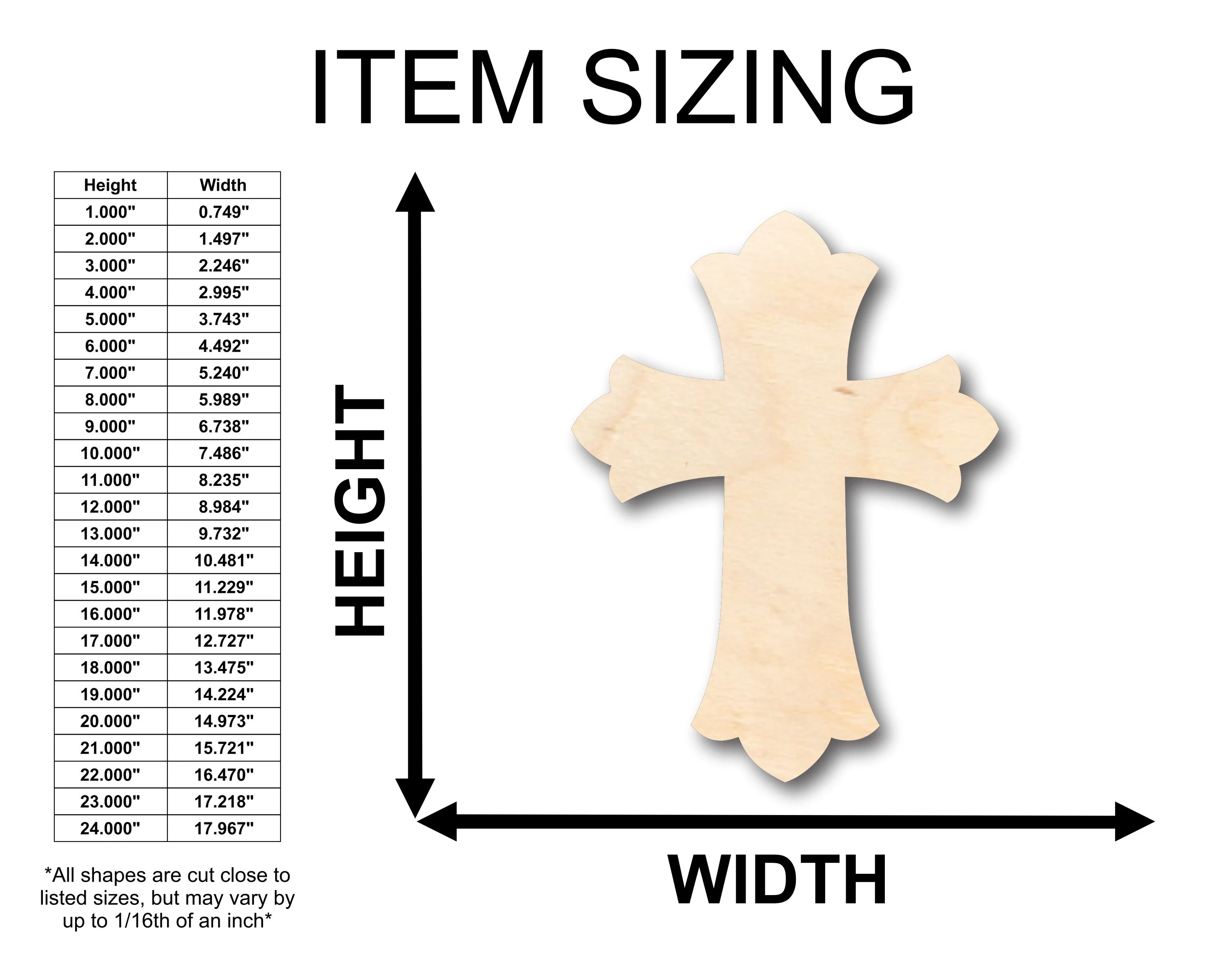 Unfinished Wood Patonse Cross Shape - Craft - up to 46" DIY - Image 2