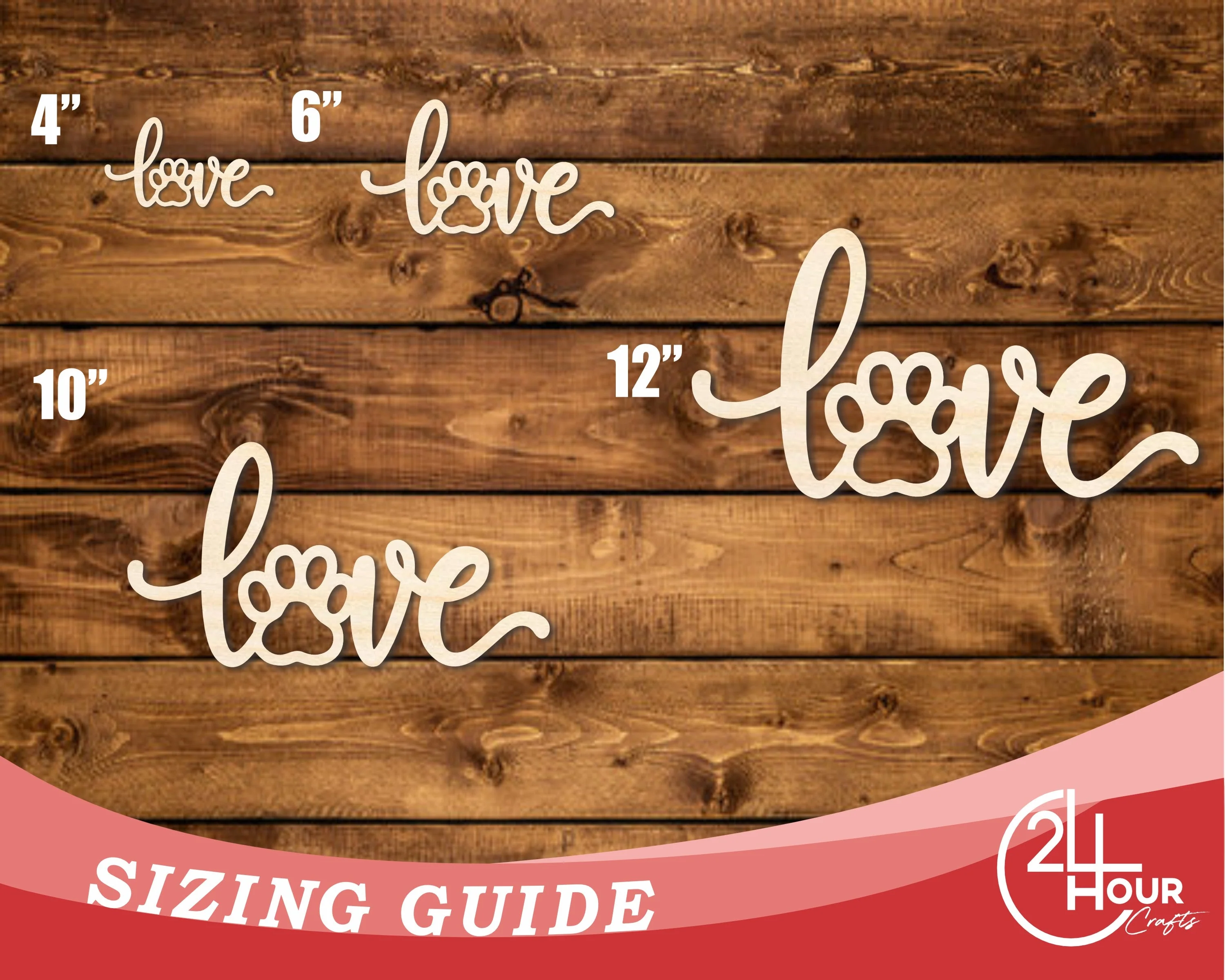 Unfinished Wood Paw Print Love Shape | JGrondz | DIY Craft Cutout | up to 46" DIY - Image 3