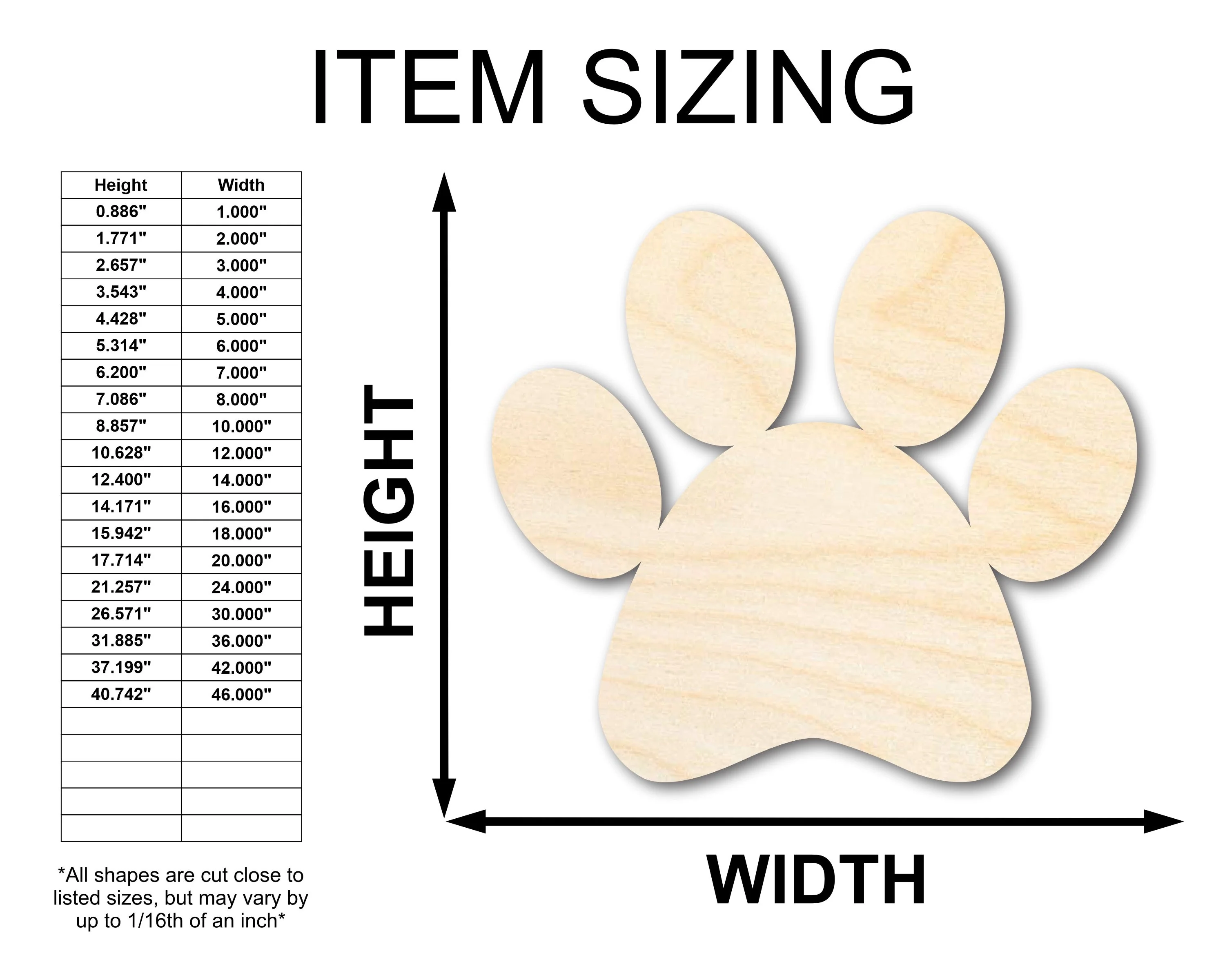 Unfinished Wood Paw Print Shape - Pet Craft - up to 46" - Image 2