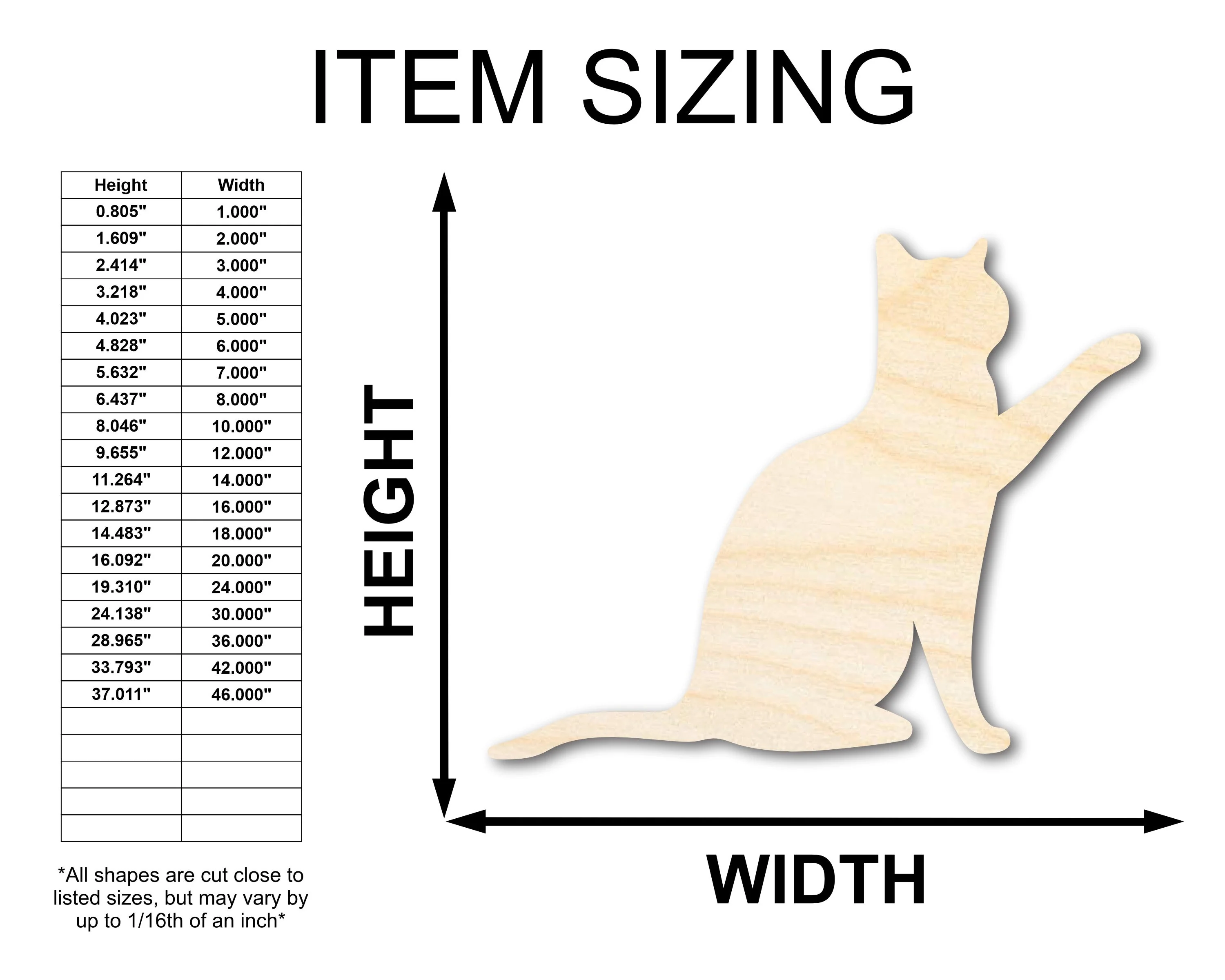 Unfinished Wood Pawing Cat Shape | Craft Cutout | up to 46" DIY - Image 2