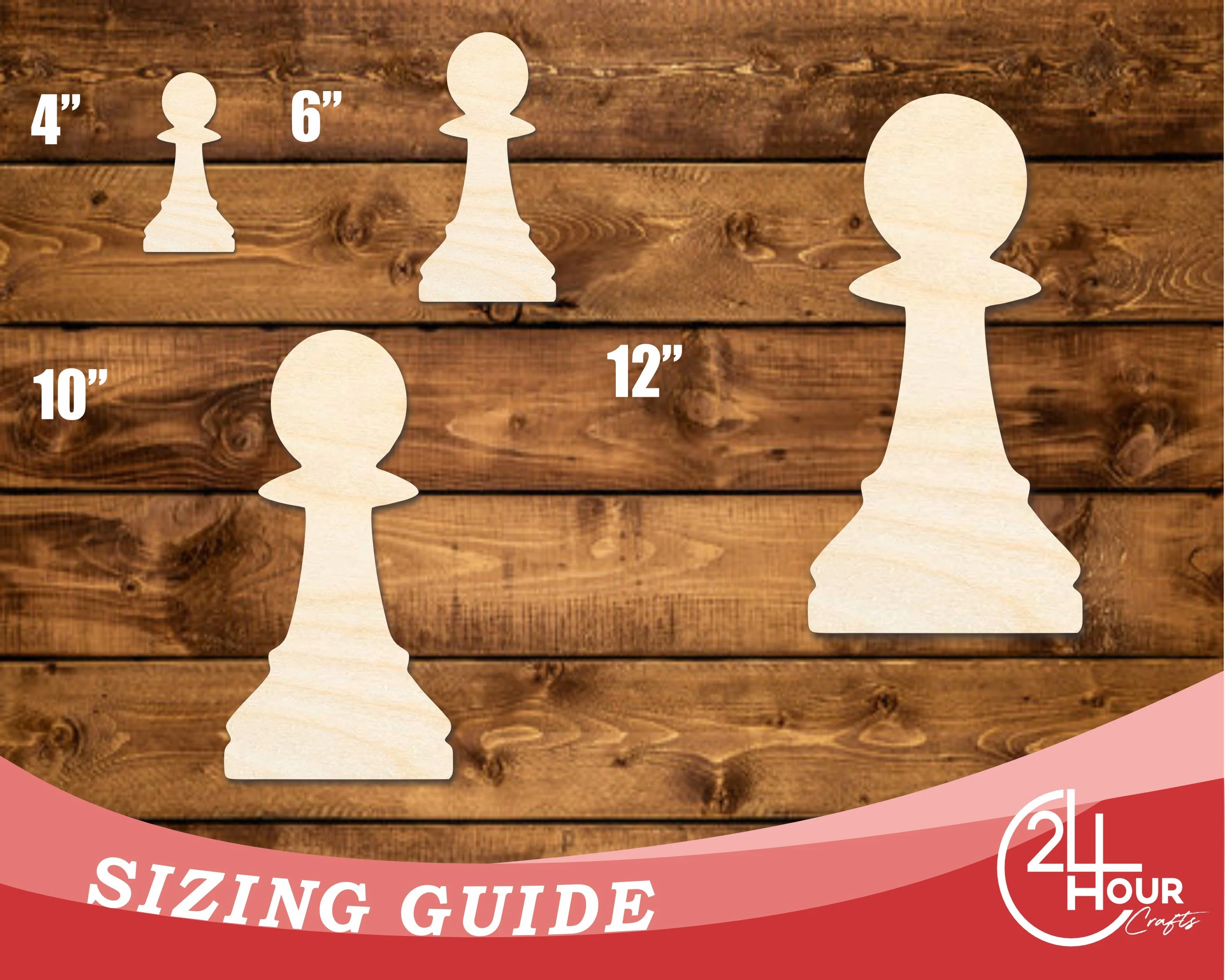 Unfinished Wood Pawn Chess Piece Shape | DIY Craft Cutout | up to 46" DIY - Image 3