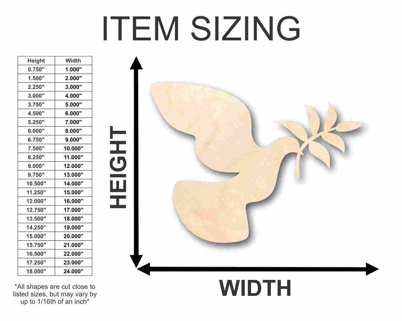 Unfinished Wood Peace Dove Shape - Bird - Wildlife - Craft - up to 46" DIY - Image 2
