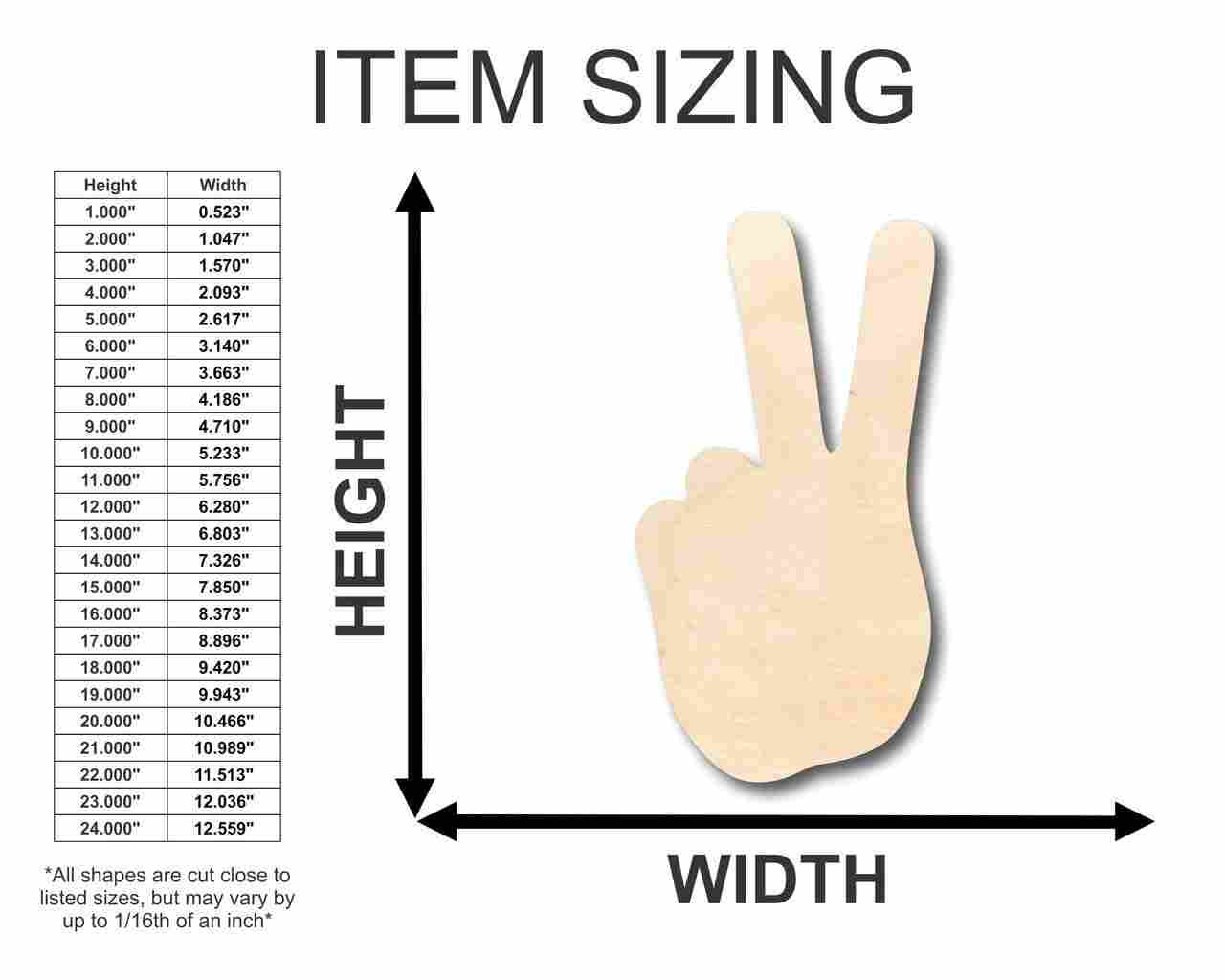 Unfinished Wood Peace Hand Shape - Craft - up to 46" DIY - Image 2