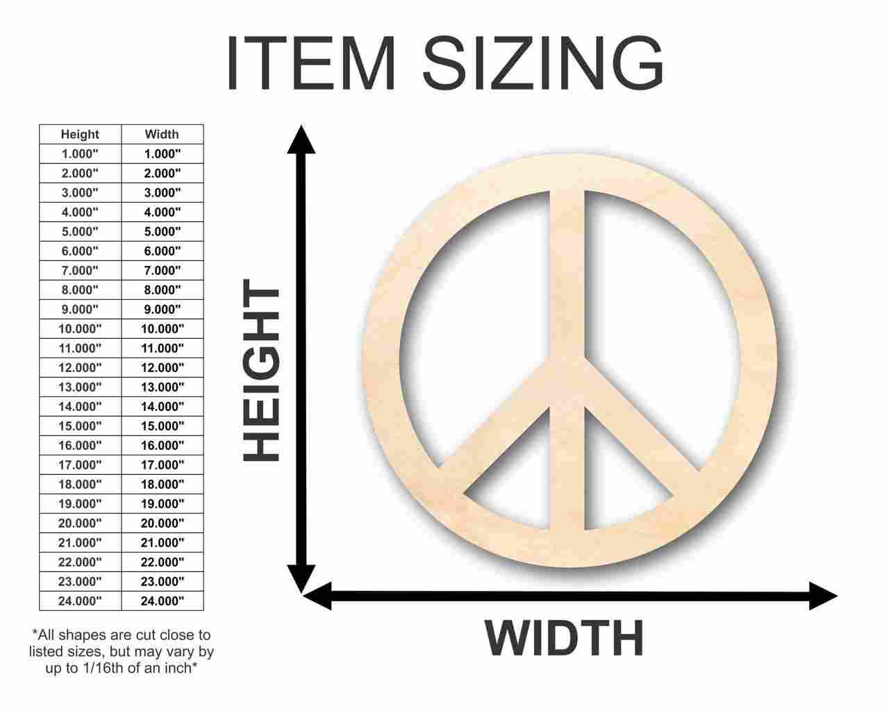 Unfinished Wood Peace Sign Symbol Shape - Craft - up to 46" DIY - Image 2