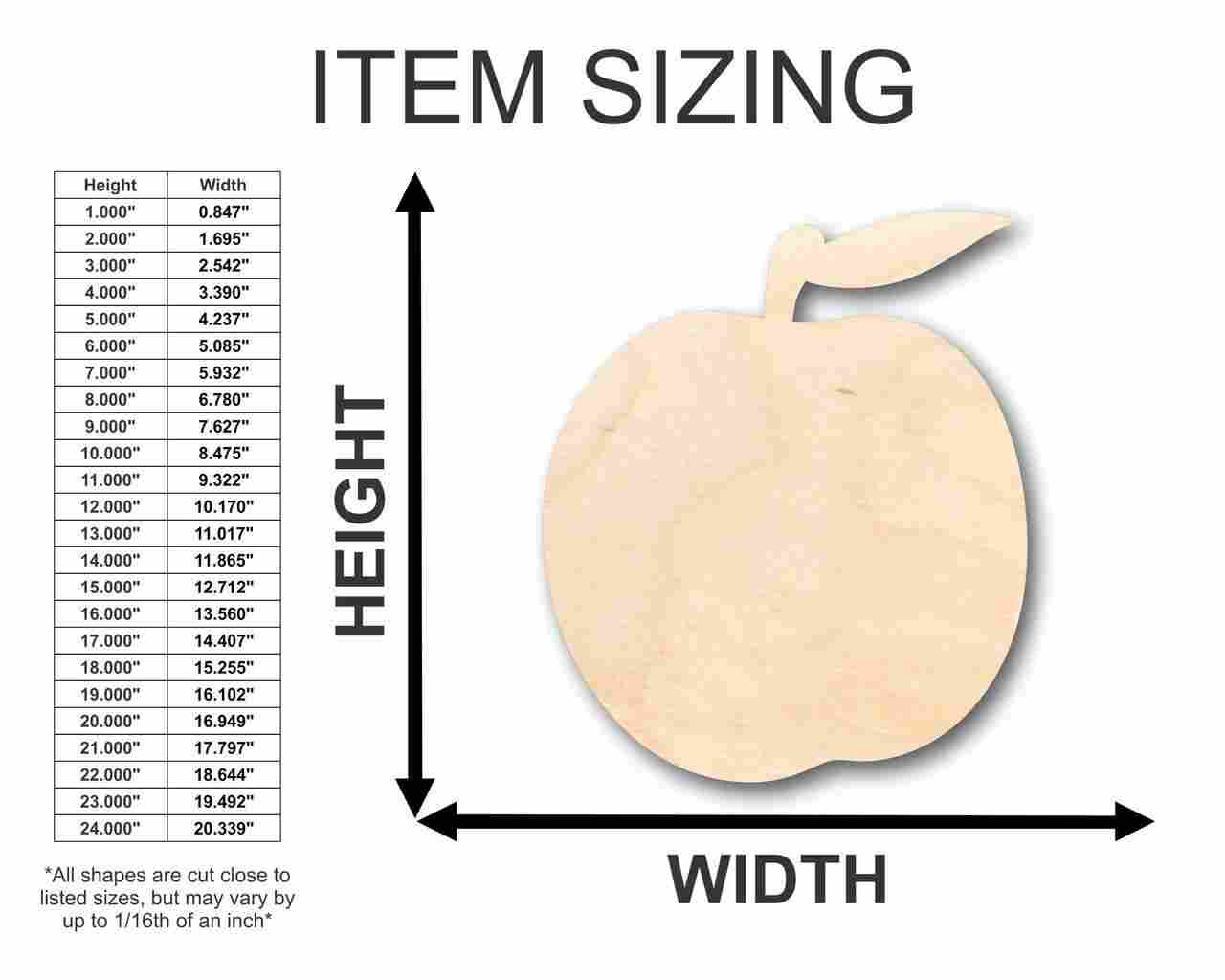 Unfinished Wood Peach Shape - Fruit - Craft - up to 46" DIY - Image 2