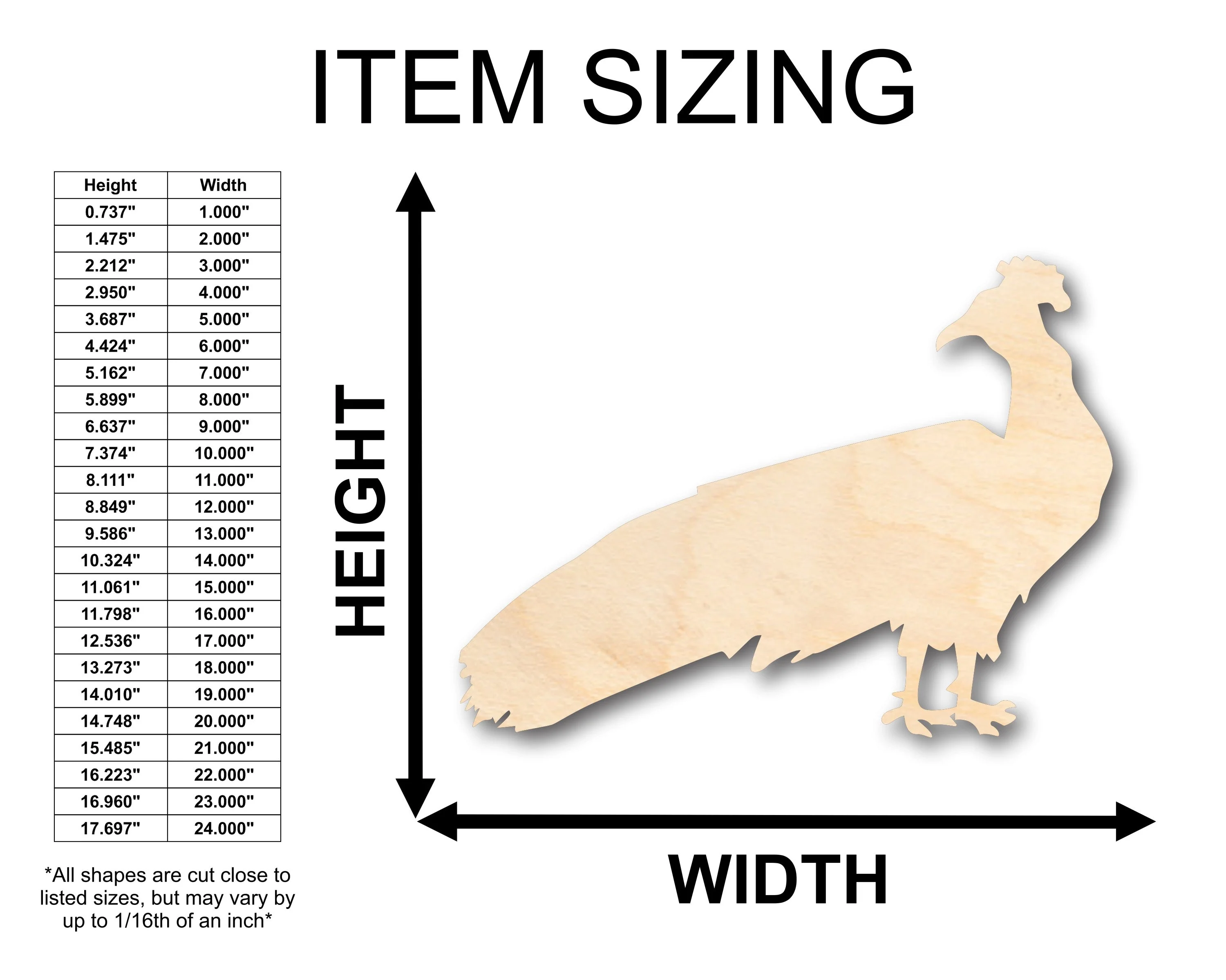 Unfinished Wood Peacock Jungle Wildlife Shape - Craft - up to 46" DIY - Image 2