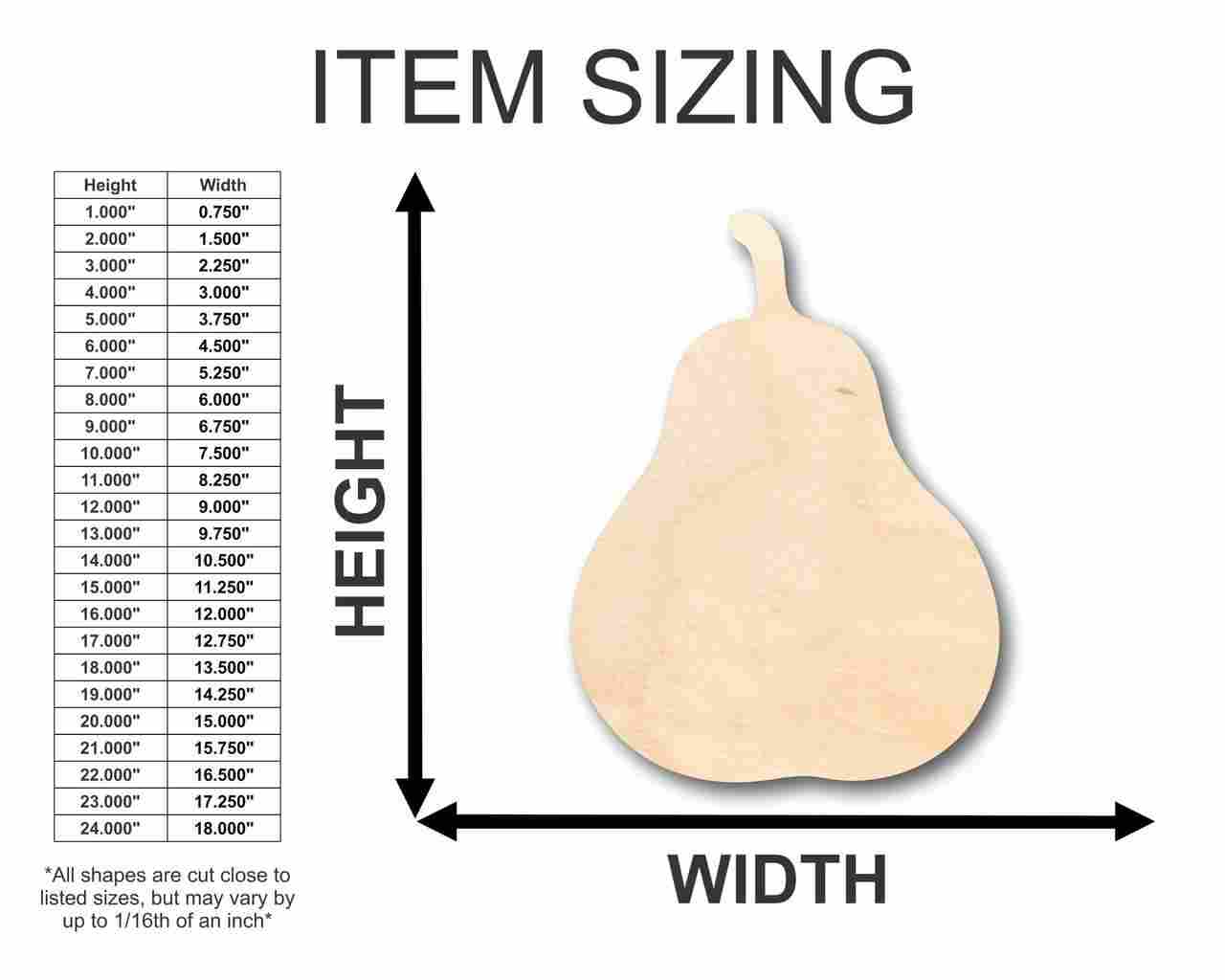 Unfinished Wood Pear Shape - Fruit - Craft - up to 46" DIY - Image 2