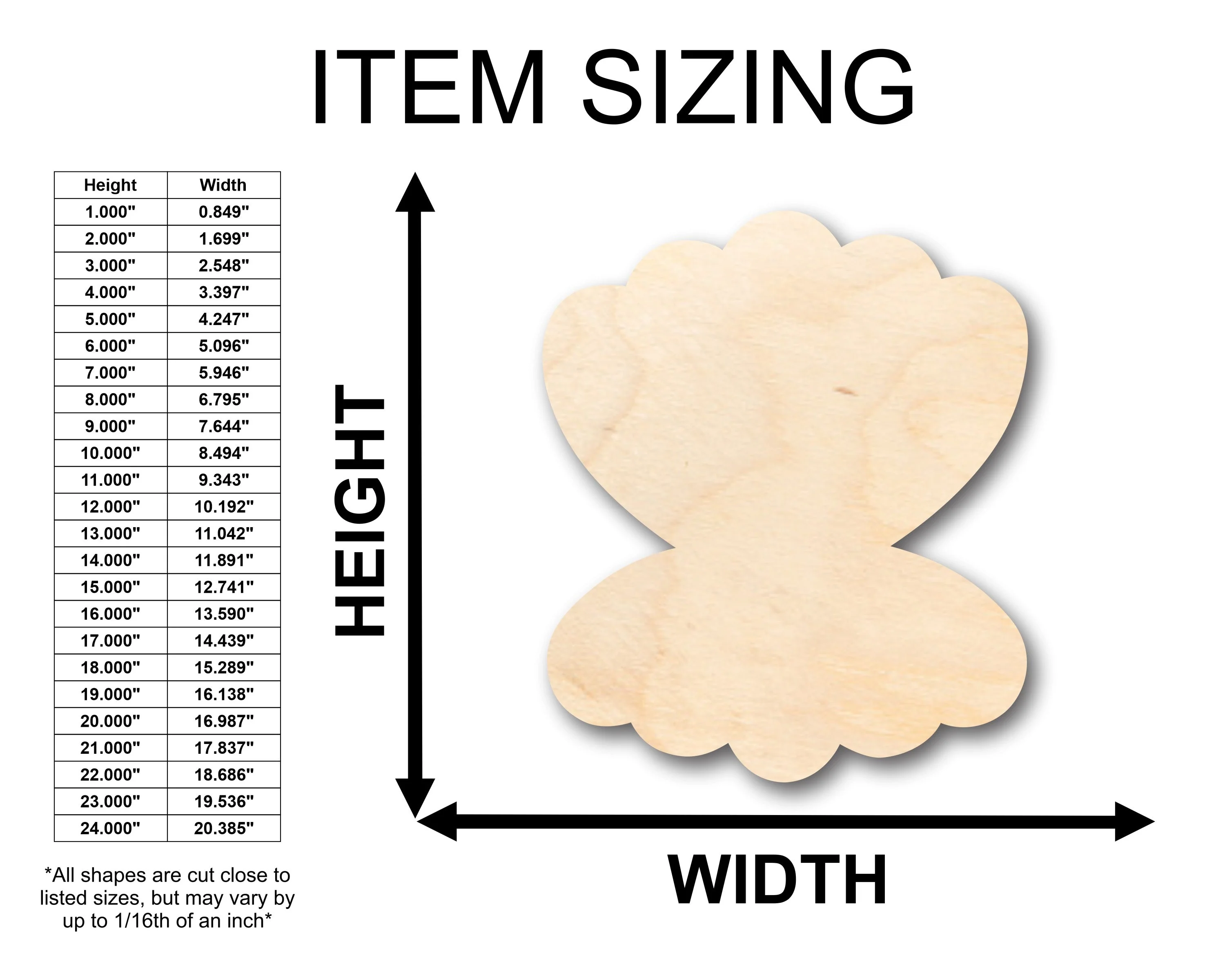 Unfinished Wood Pearl Shape - Craft - up to 46" DIY - Image 2