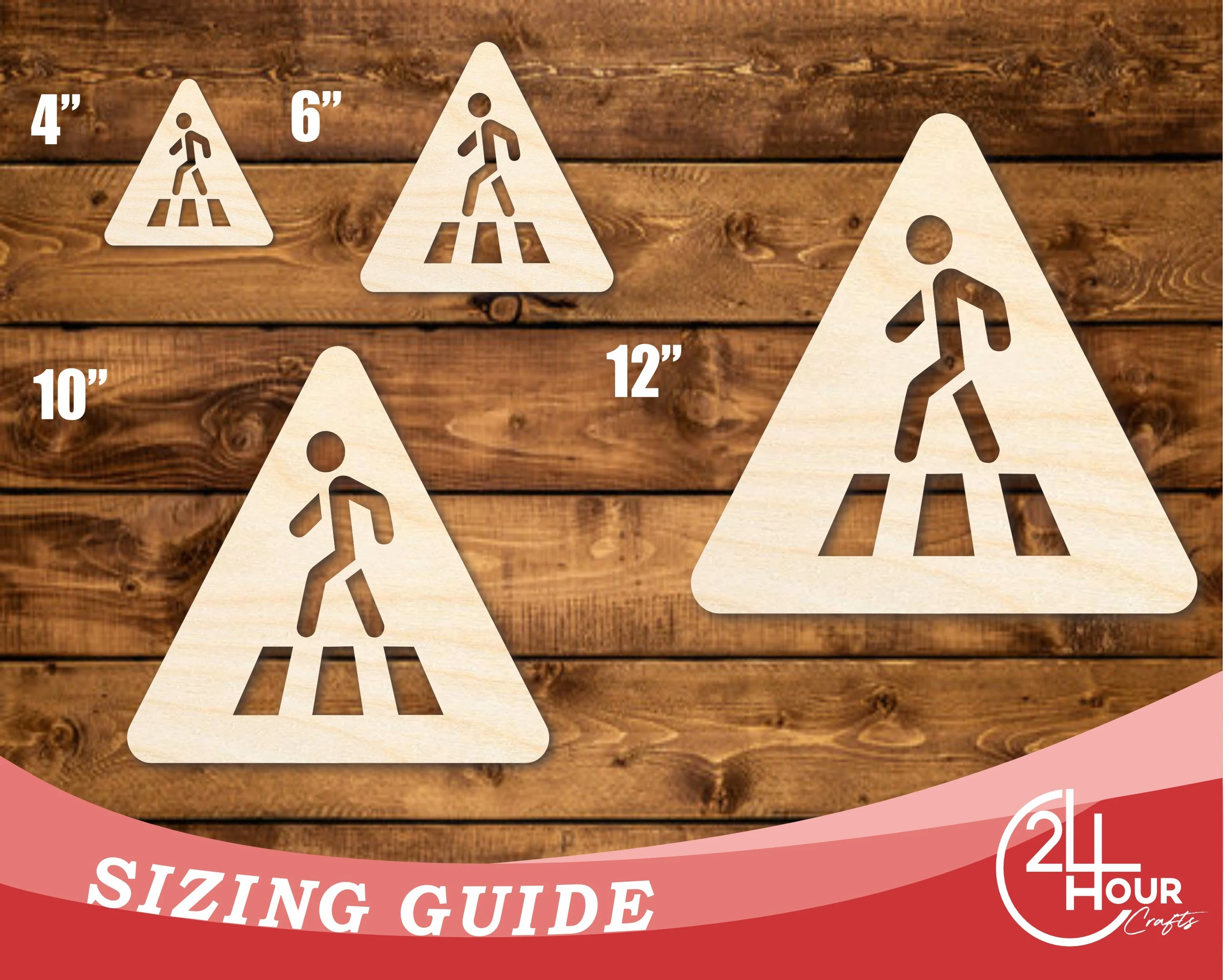 Unfinished Wood Pedestrian Crossing Shape | DIY Craft Cutout | up to 46" DIY - Image 3