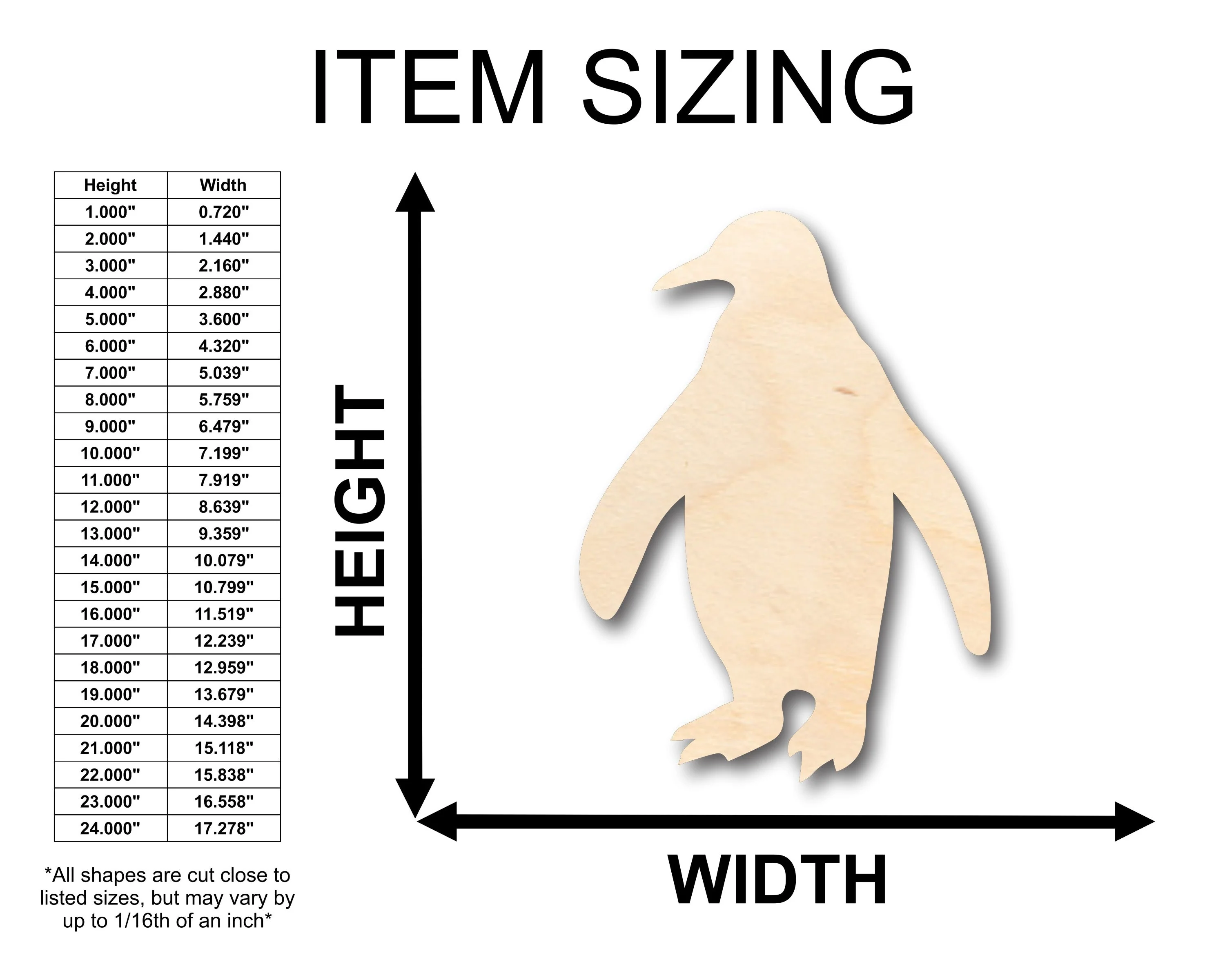 Unfinished Wood Penguin Shape - Craft - up to 46" DIY - Image 2