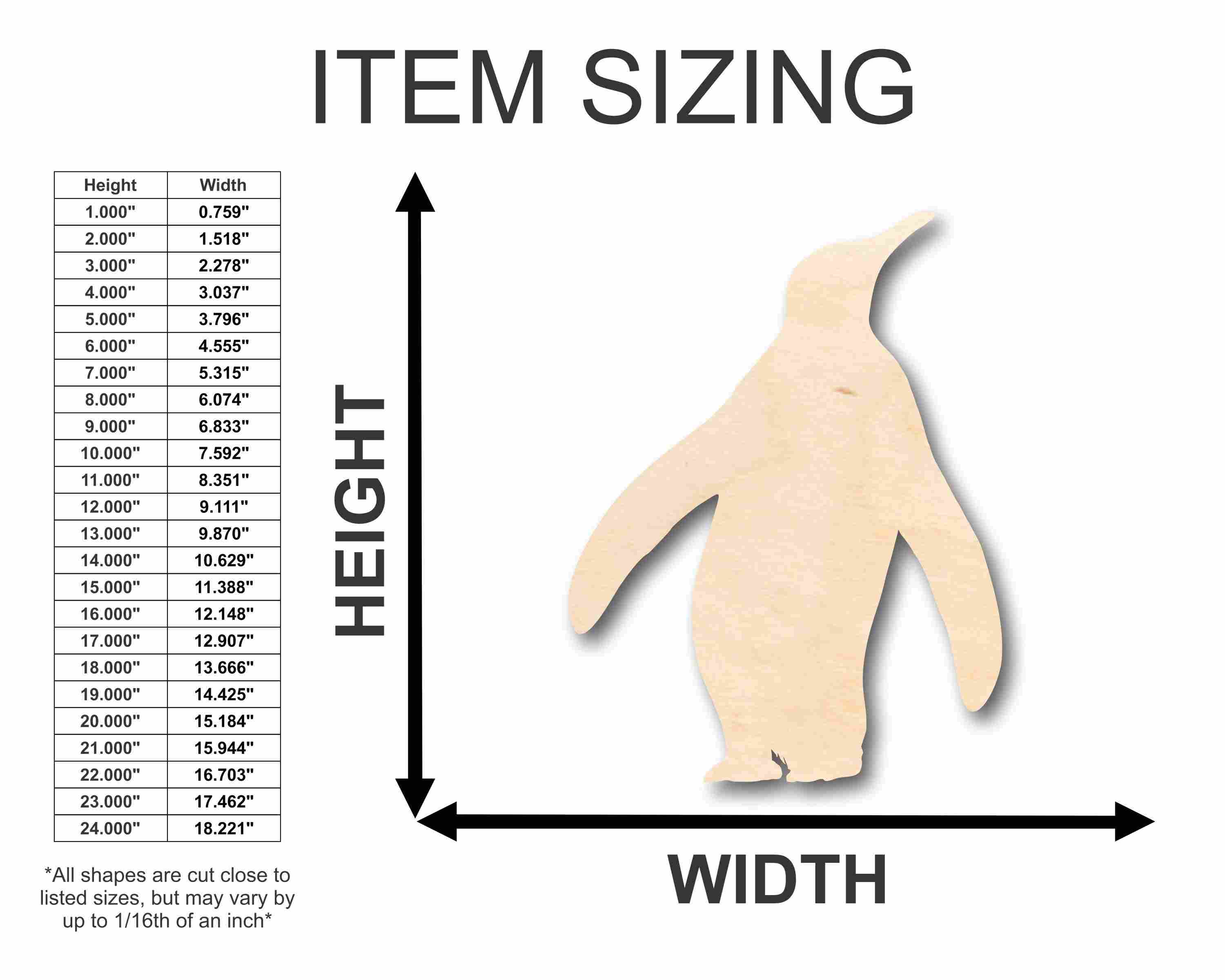 Unfinished Wood Penguin Silhouette - Craft- up to 46" DIY - Image 2