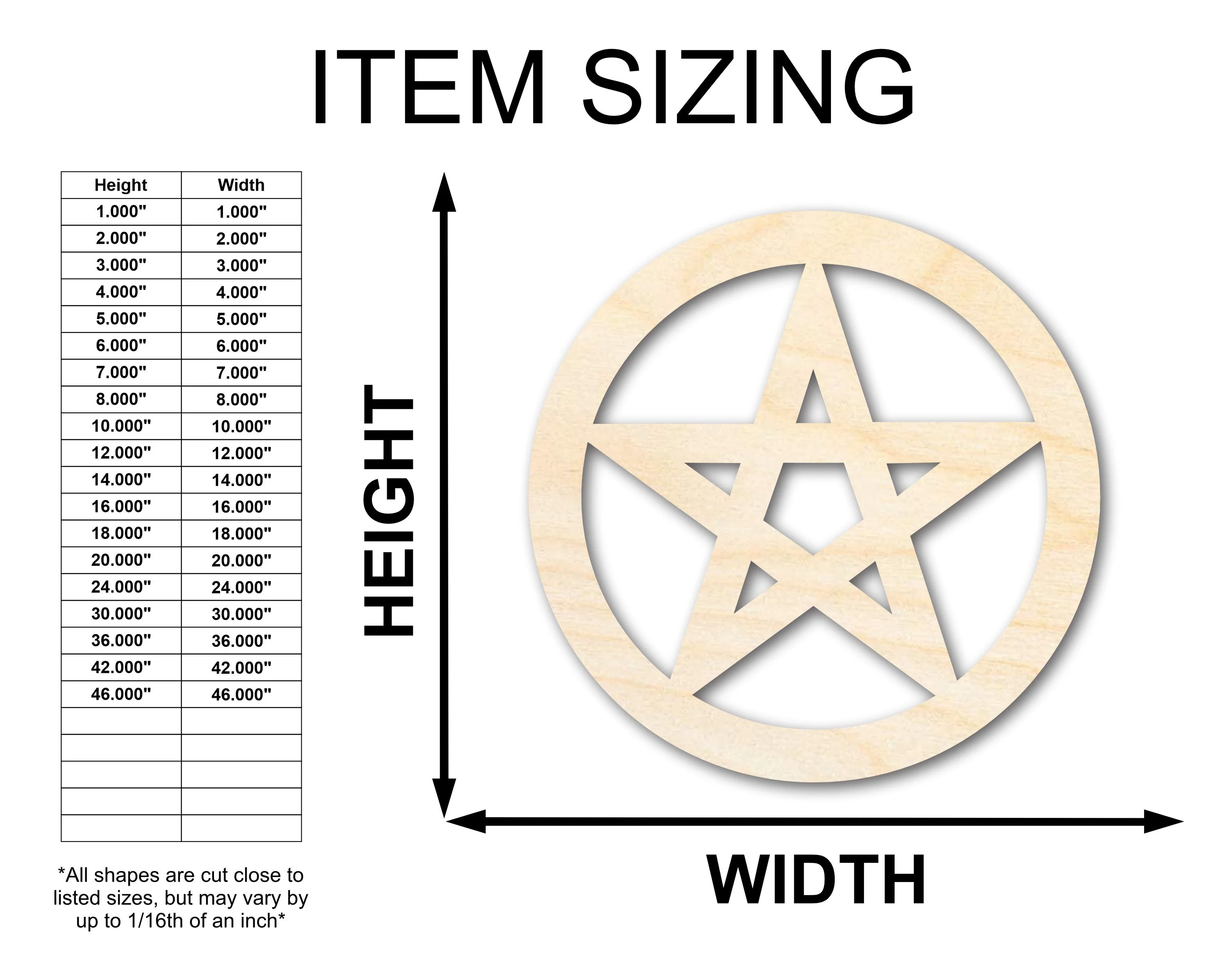 Unfinished Wood Pentacle Shape - Craft - up to 46" DIY - Image 2