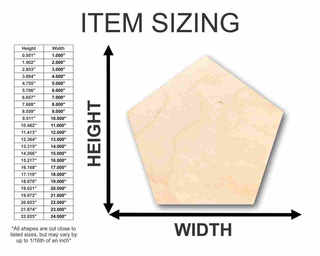 Unfinished Wood Pentagon Shape - Craft - up to 46" DIY - Image 2