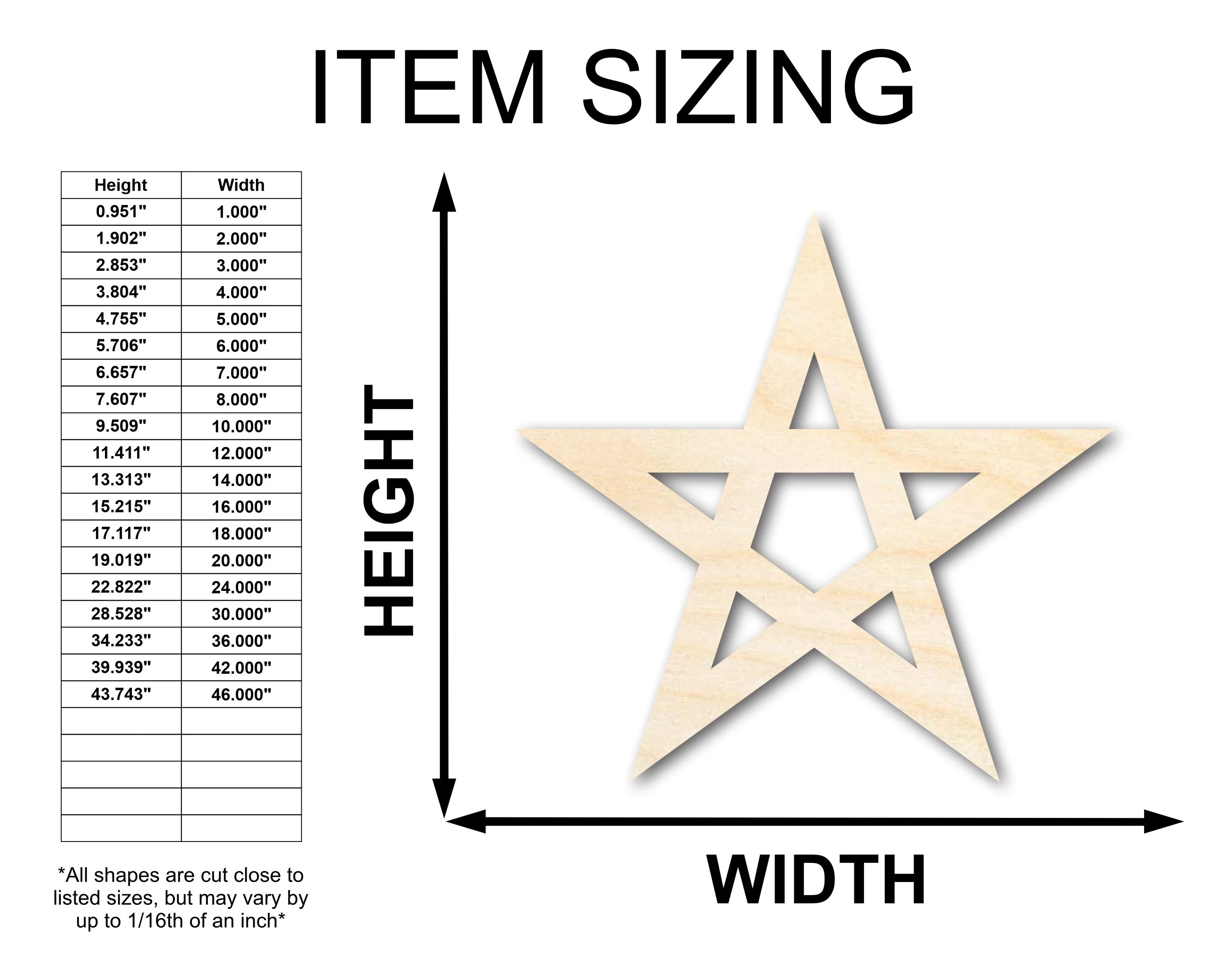 Unfinished Wood Pentagram Shape | Craft Cutout | up to 46" DIY - Image 2