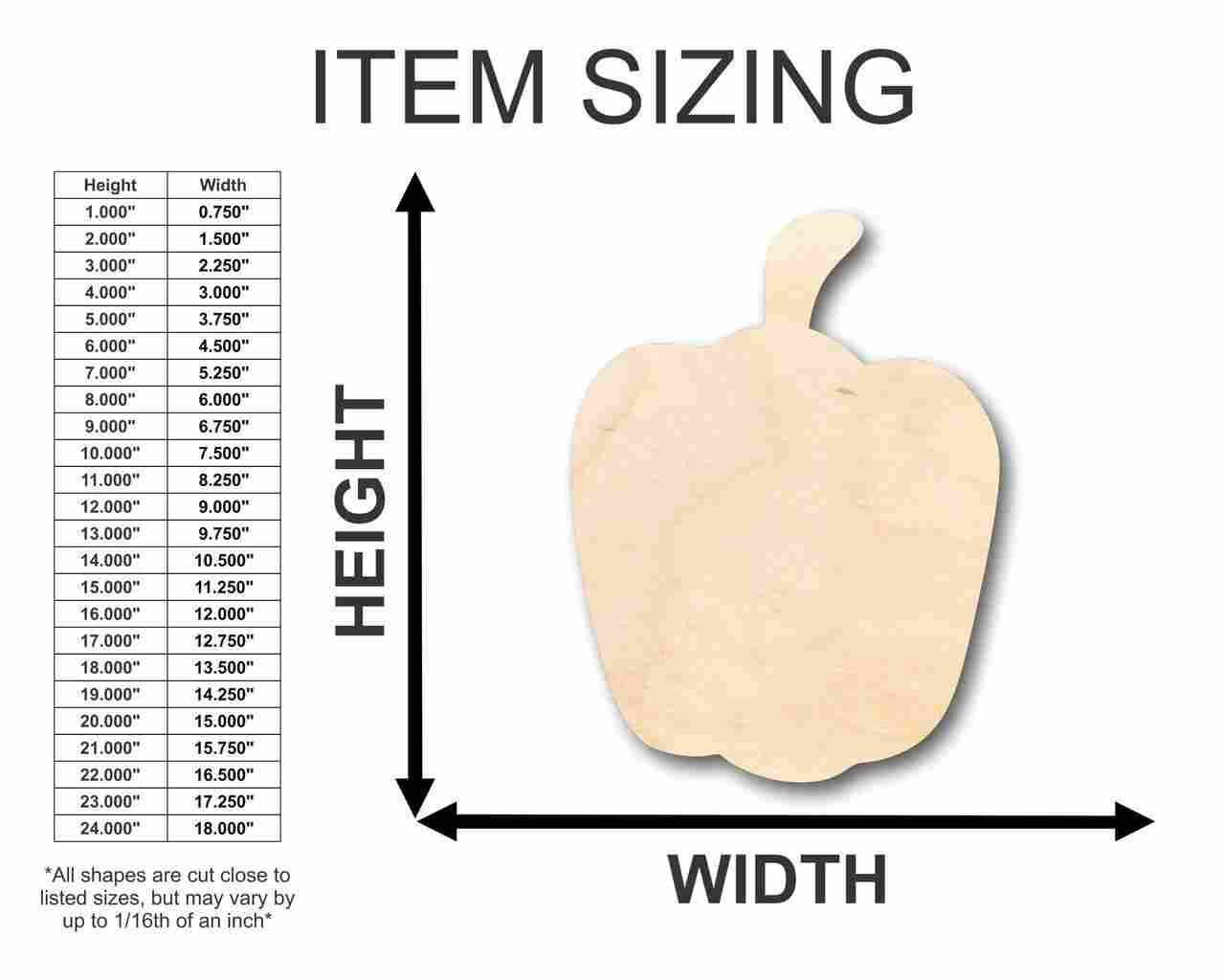 Unfinished Wood Pepper Shape - Garden - Kitchen - Food - Craft - up to 46" DIY - Image 2
