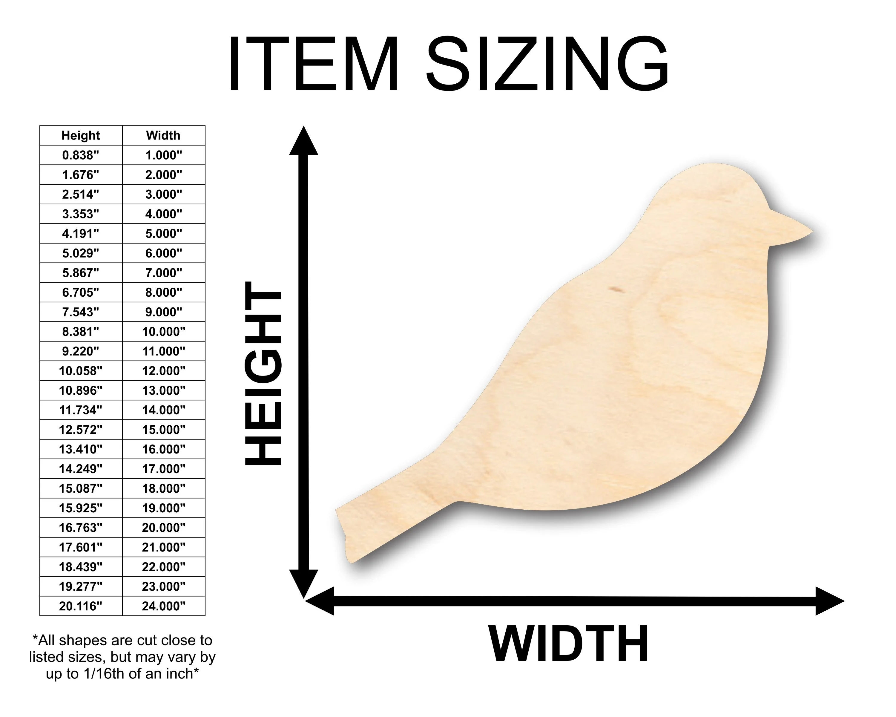 Unfinished Wood Perched Bird Shape - Craft - up to 46" DIY - Image 2