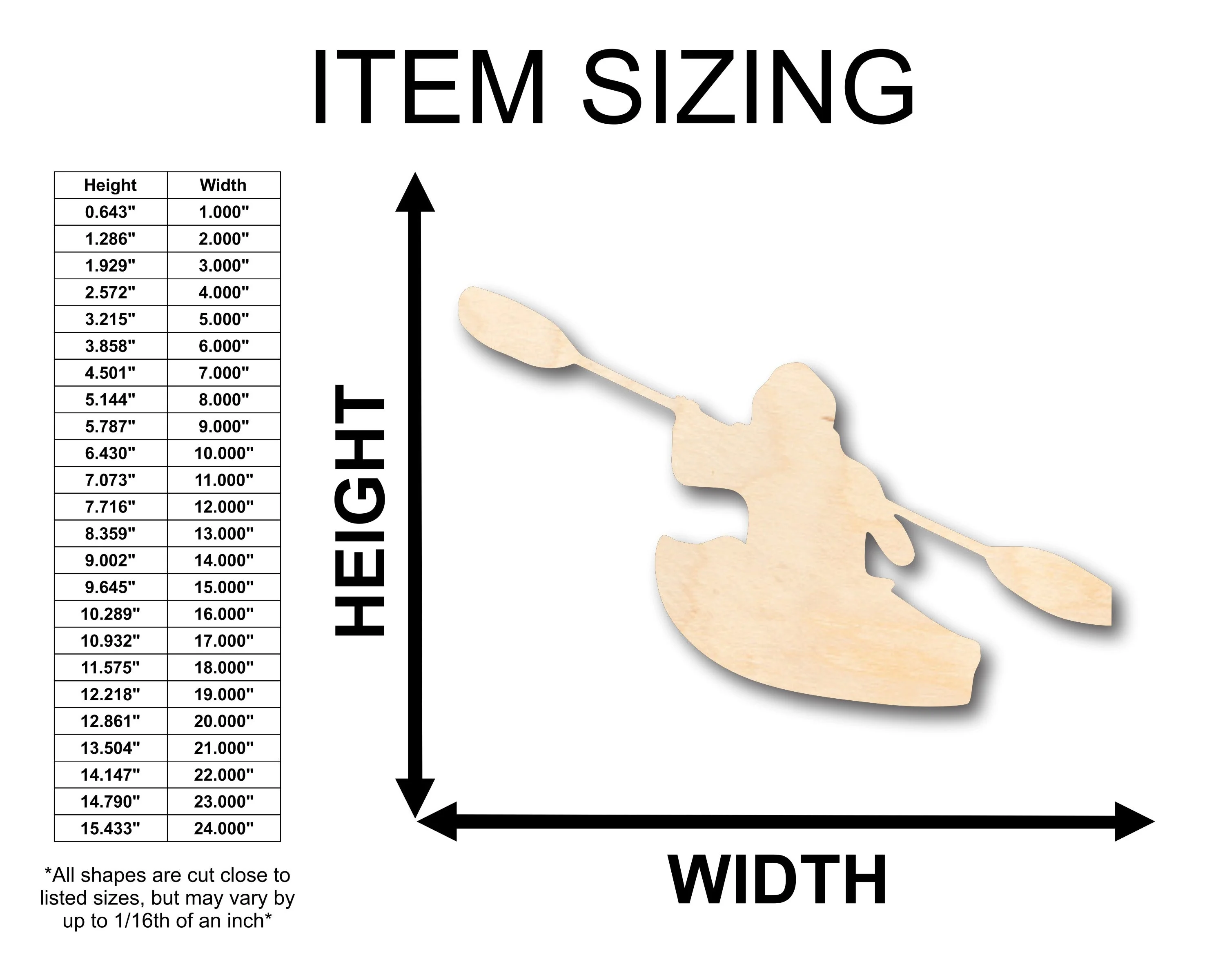 Unfinished Wood Person Kayaking Shape - Craft - up to 46" DIY - Image 2