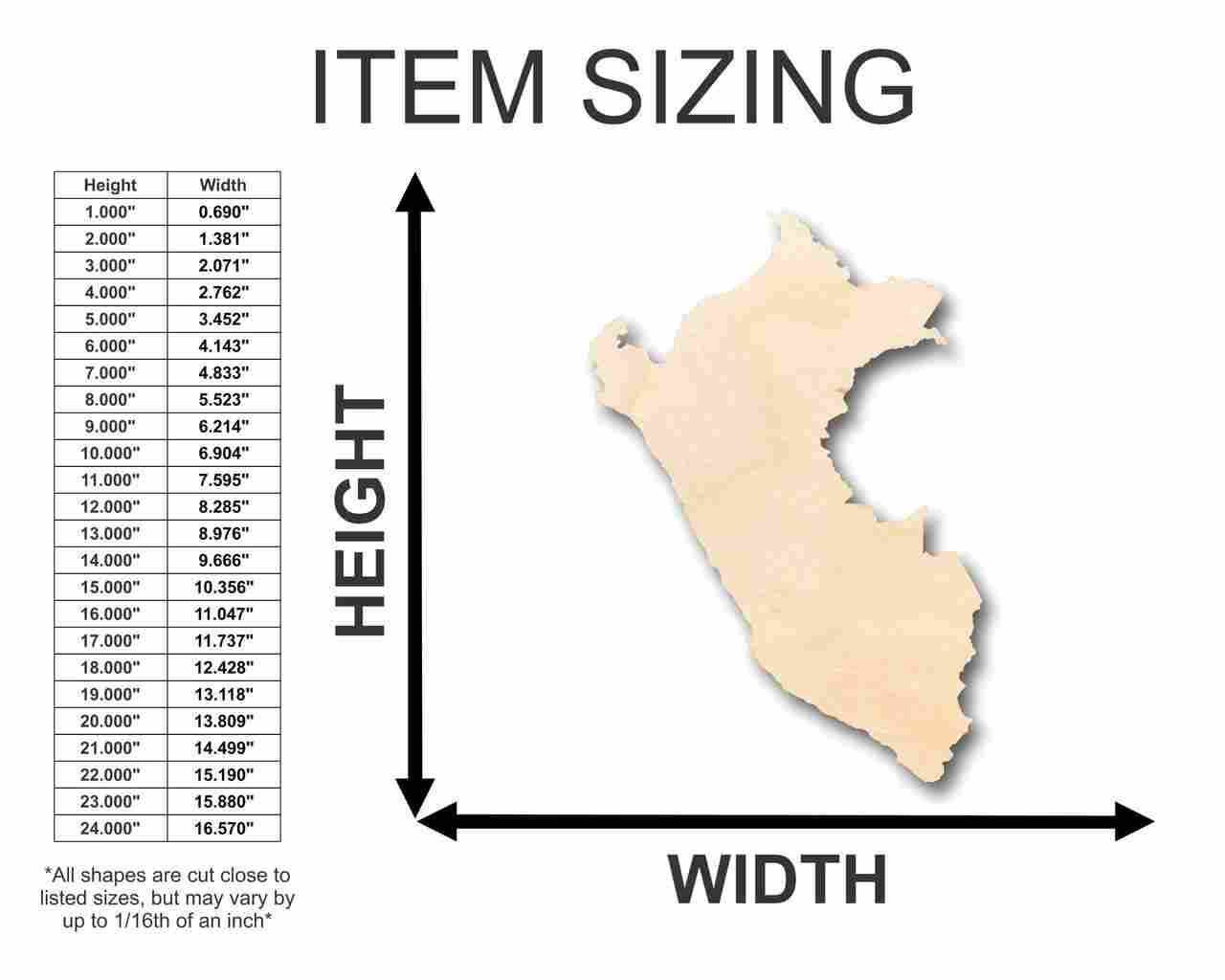 Unfinished Wood Peru Shape - Country - Craft - up to 46" DIY - Image 2