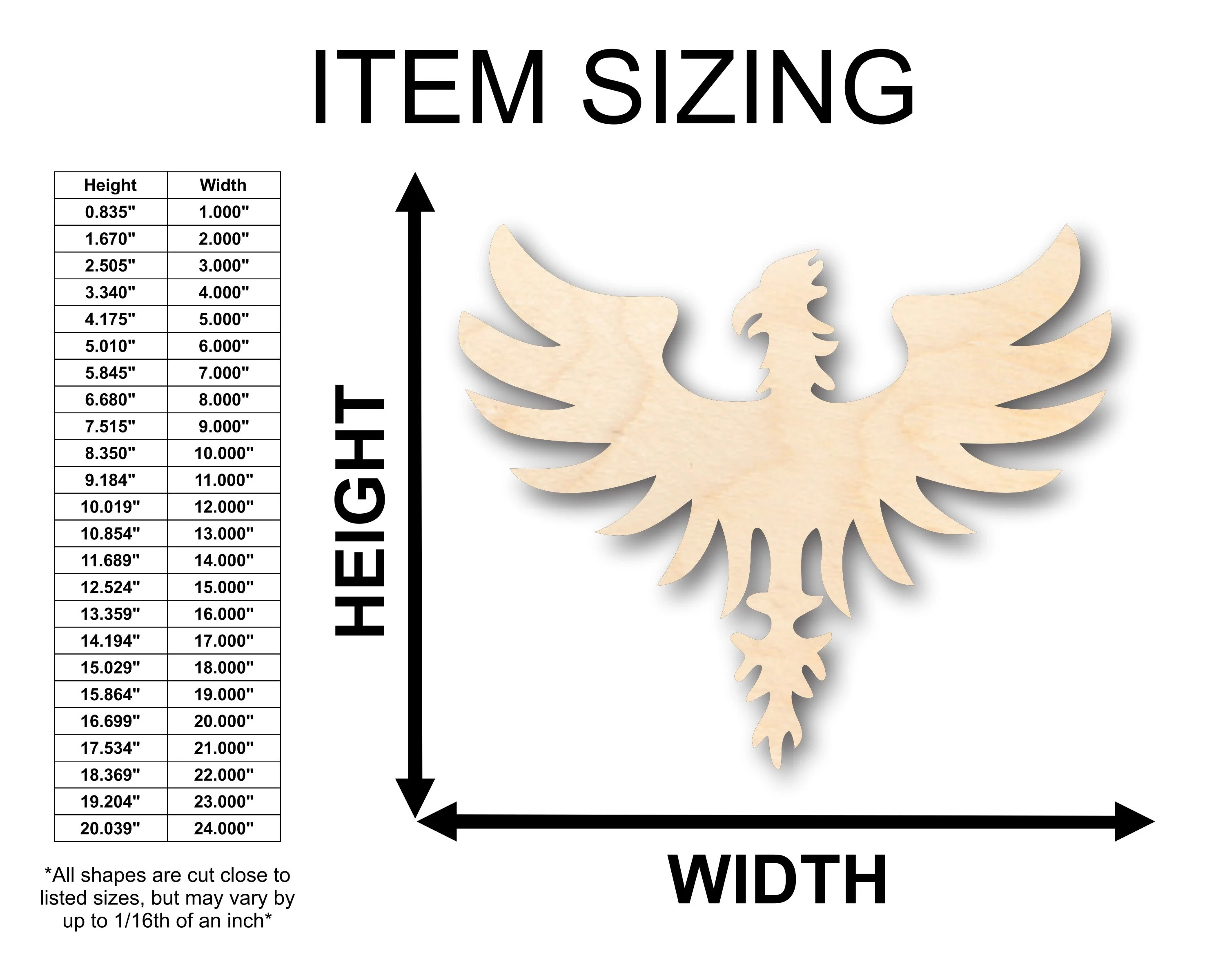 Unfinished Wood Phoenix Mythical Shape - Craft - up to 46" DIY - Image 2