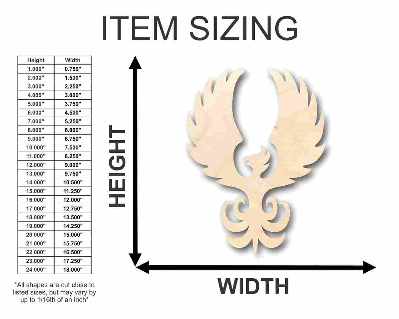 Unfinished Wood Phoenix Shape - Mythical - Beast - Craft - up to 46" DIY - Image 2