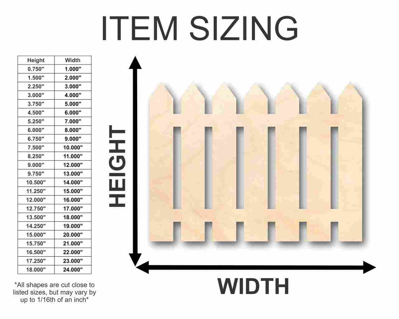 Unfinished Wood Picket Fence Shape - Craft - up to 46" DIY - Image 2