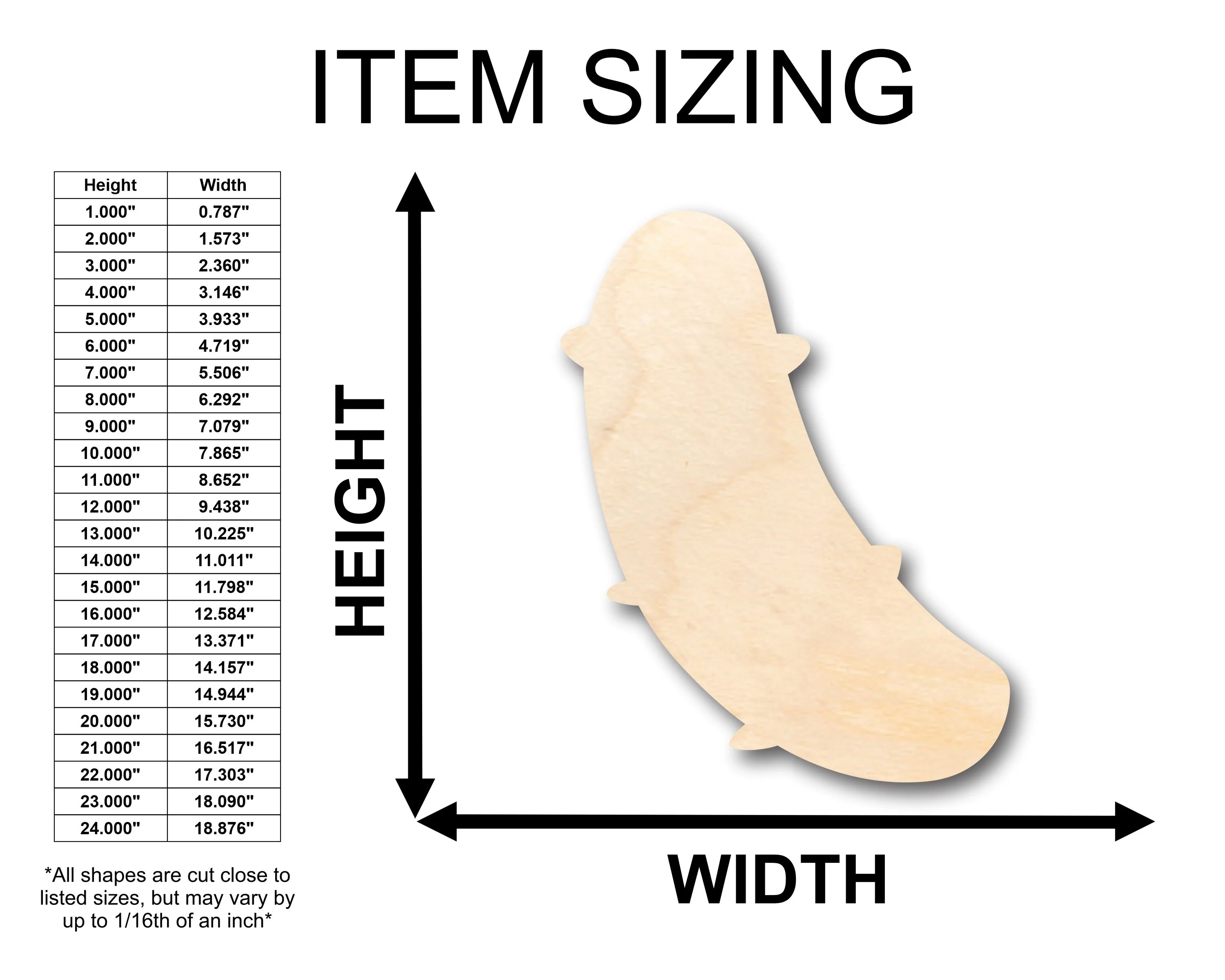 Unfinished Wood Pickle Shape - Craft - up to 46" DIY - Image 2