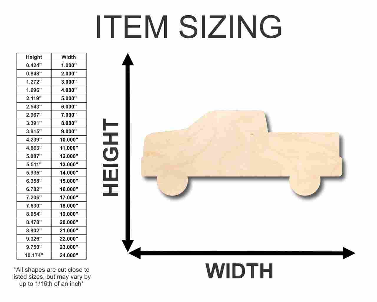 Unfinished Wood Pickup Truck Shape - Craft - up to 46" DIY - Image 2