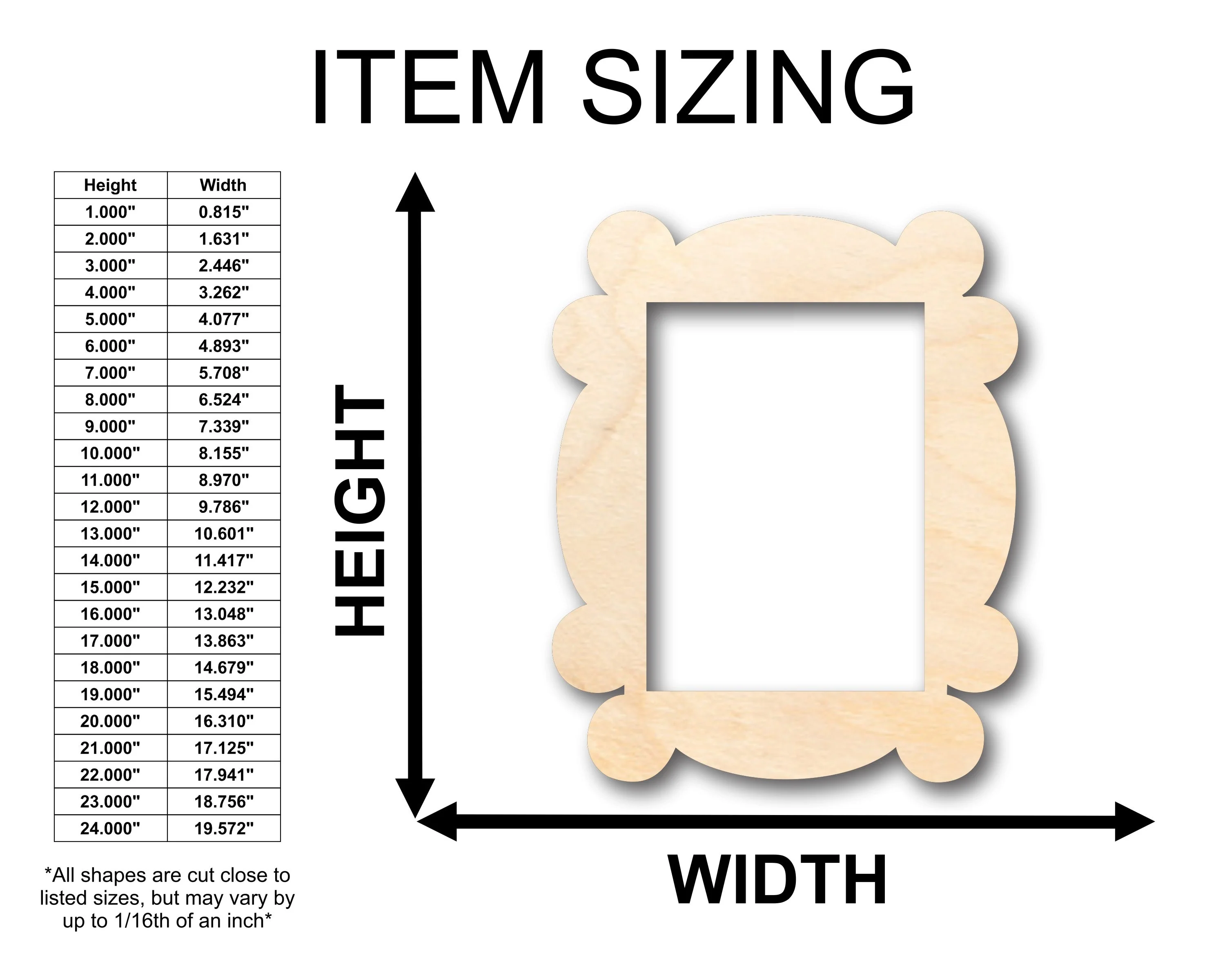 Unfinished Wood Picture Frame Shape - Craft - up to 46" DIY - Image 2