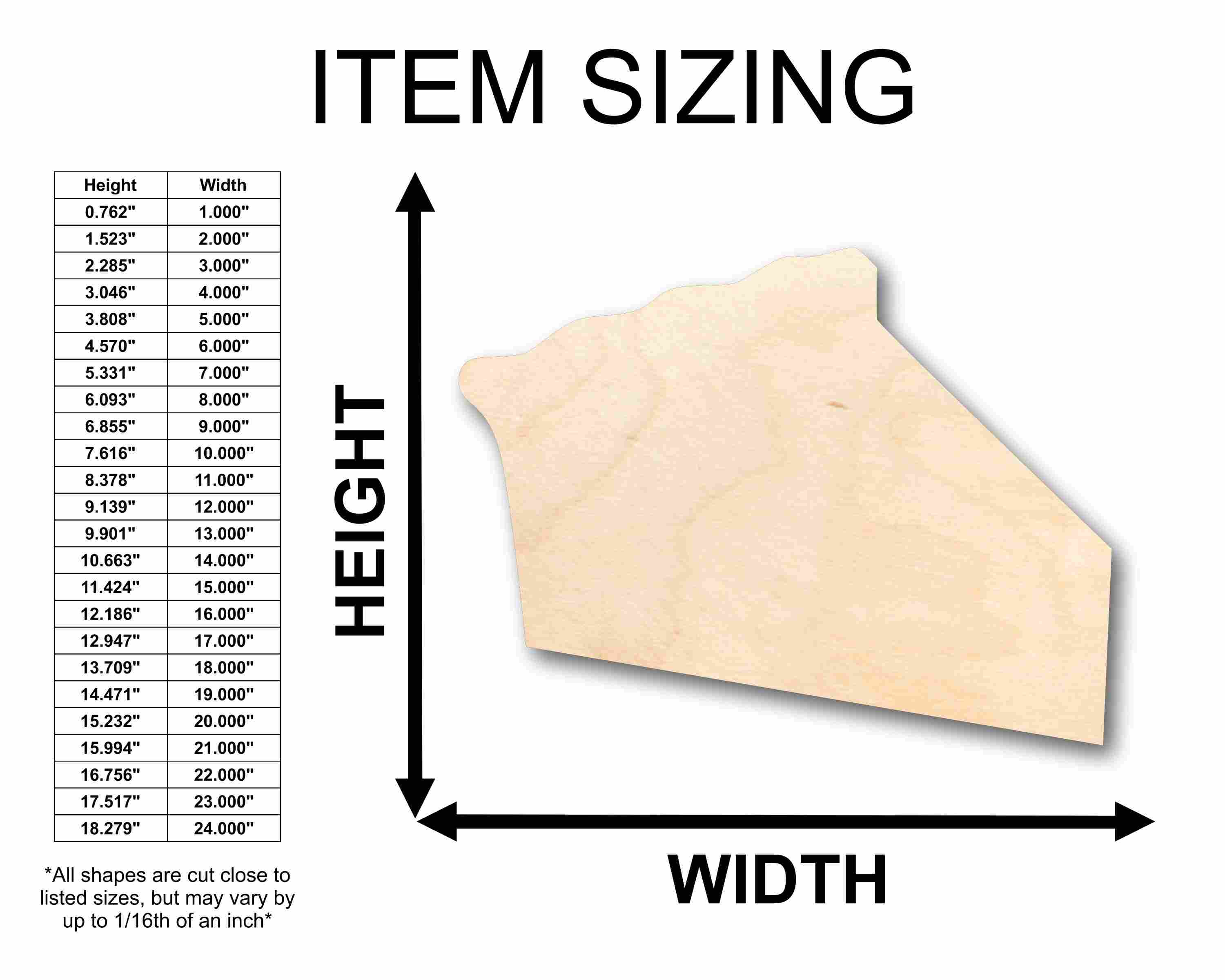 Unfinished Wood Pie Piece Silhouette - Craft- up to 46" DIY - Image 2