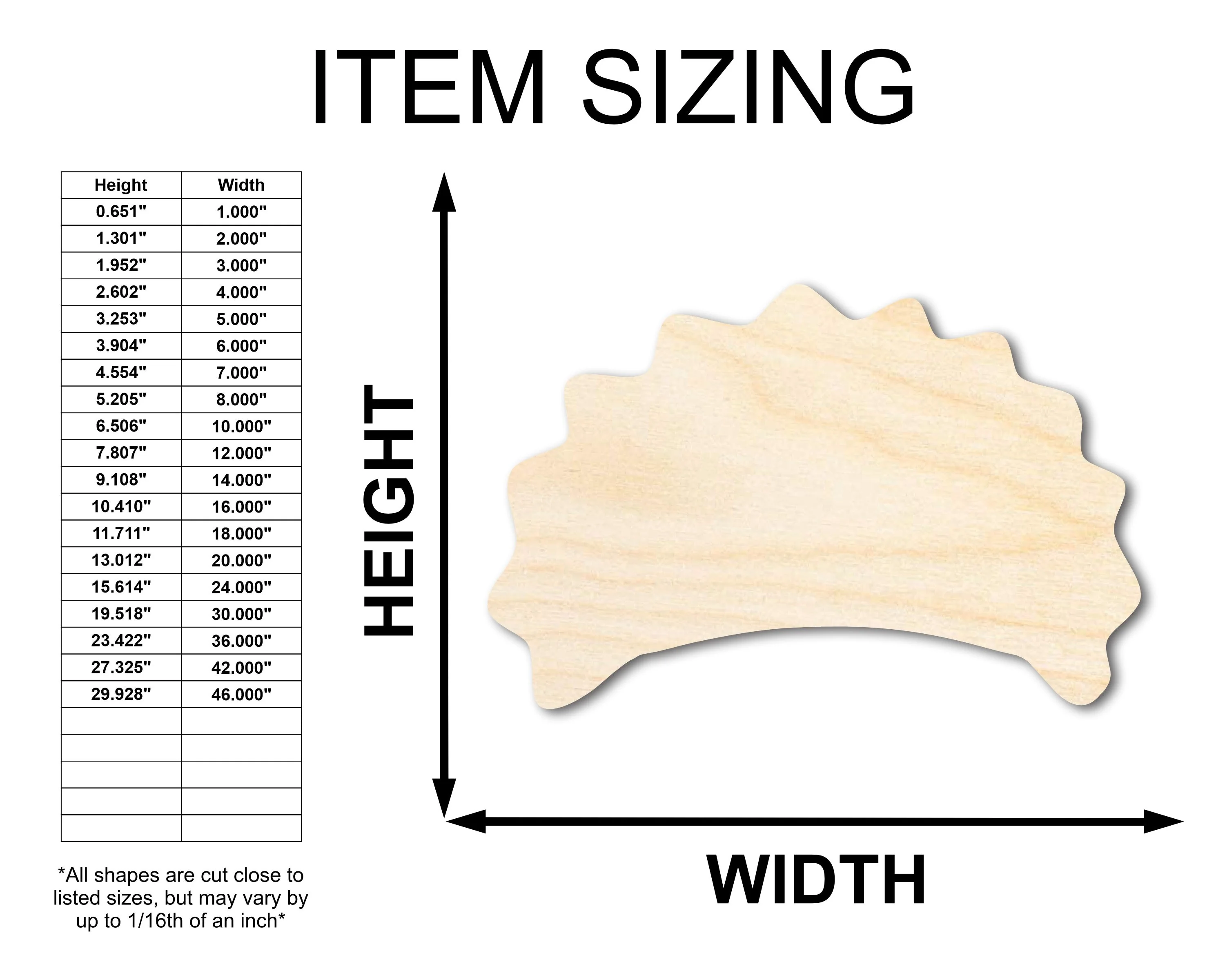 Unfinished Wood Pierogi Silhouette Shape - Craft - up to 46" - Image 2