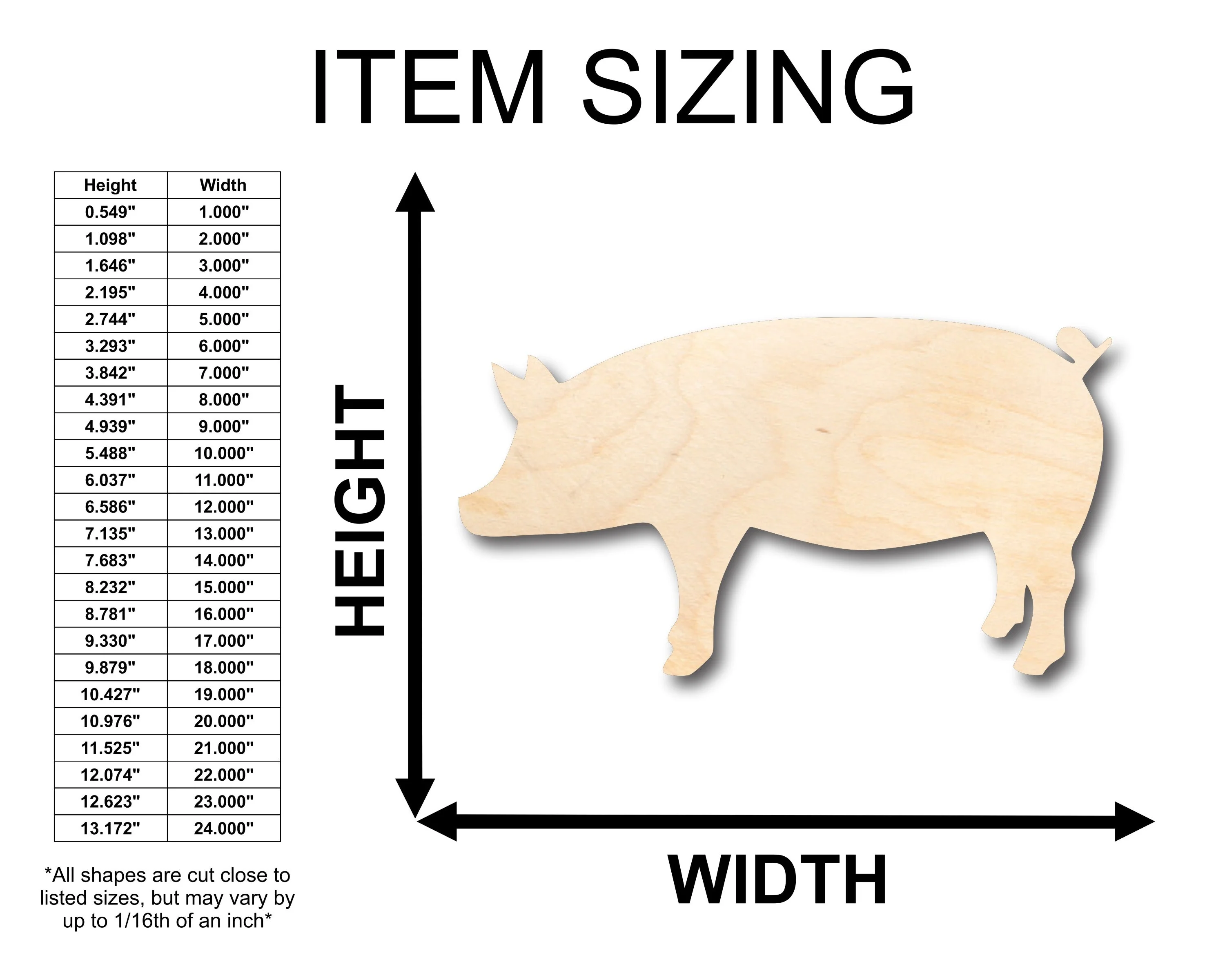 Unfinished Wood Pig Piglet Farm Animal Shape - Craft - up to 46" DIY - Image 2