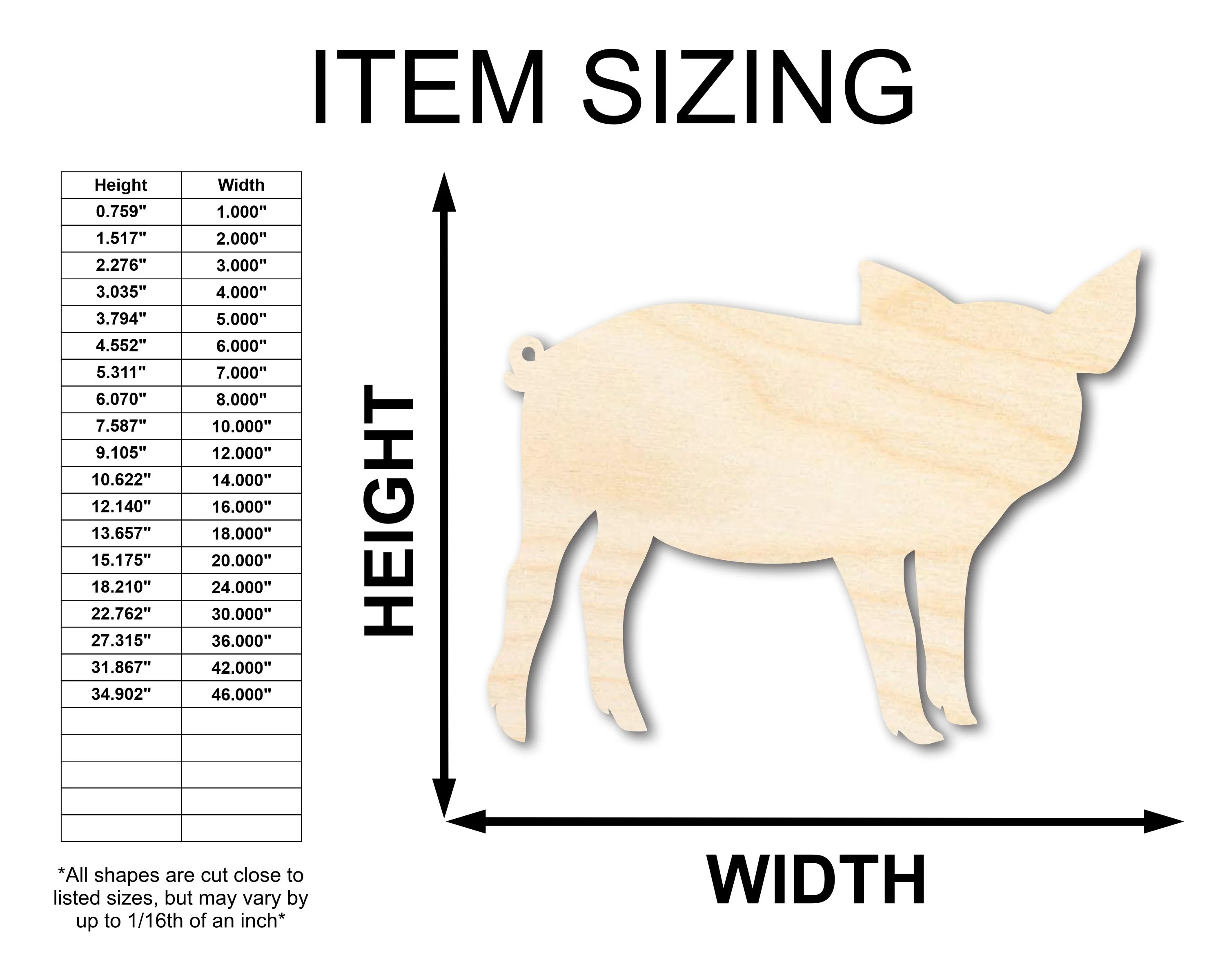 Unfinished Wood Pig Shape - Animal Craft - up to 46" DIY - Image 2